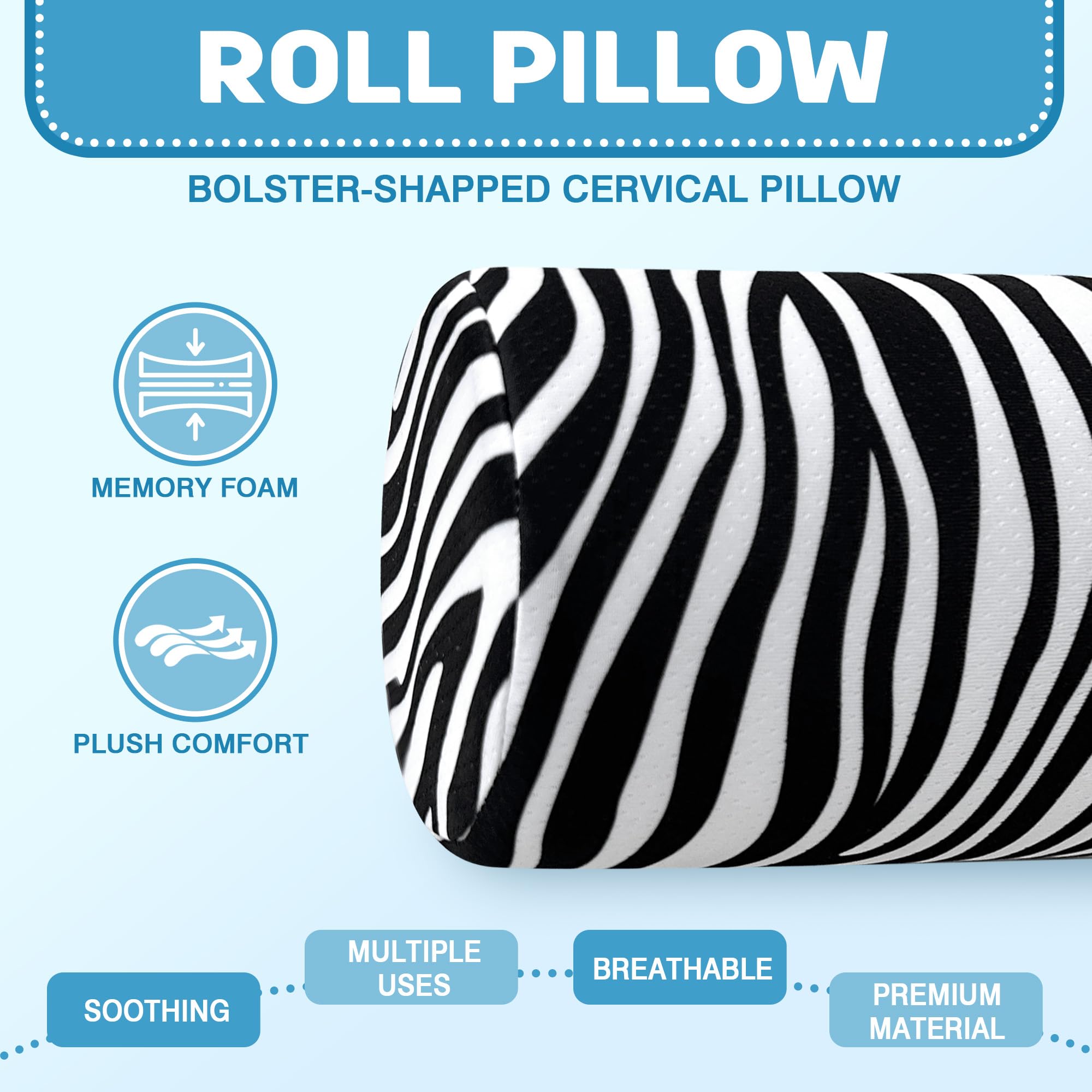 Almohada enrollable para el cuello para dormir, almohadas ergonómicas de tubo cilíndrico para soporte de columna cervical y cuello, almohada enrollable versátil para cama, oficina y viajes,