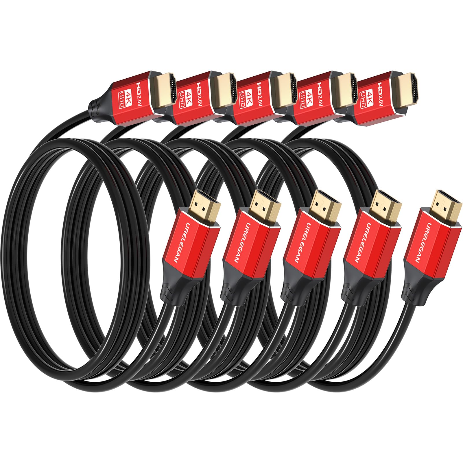 Cavo HDMI da 1,8 m, confezione da 5 pezzi, cavo HDMI 2.0 4K, 1,8 m