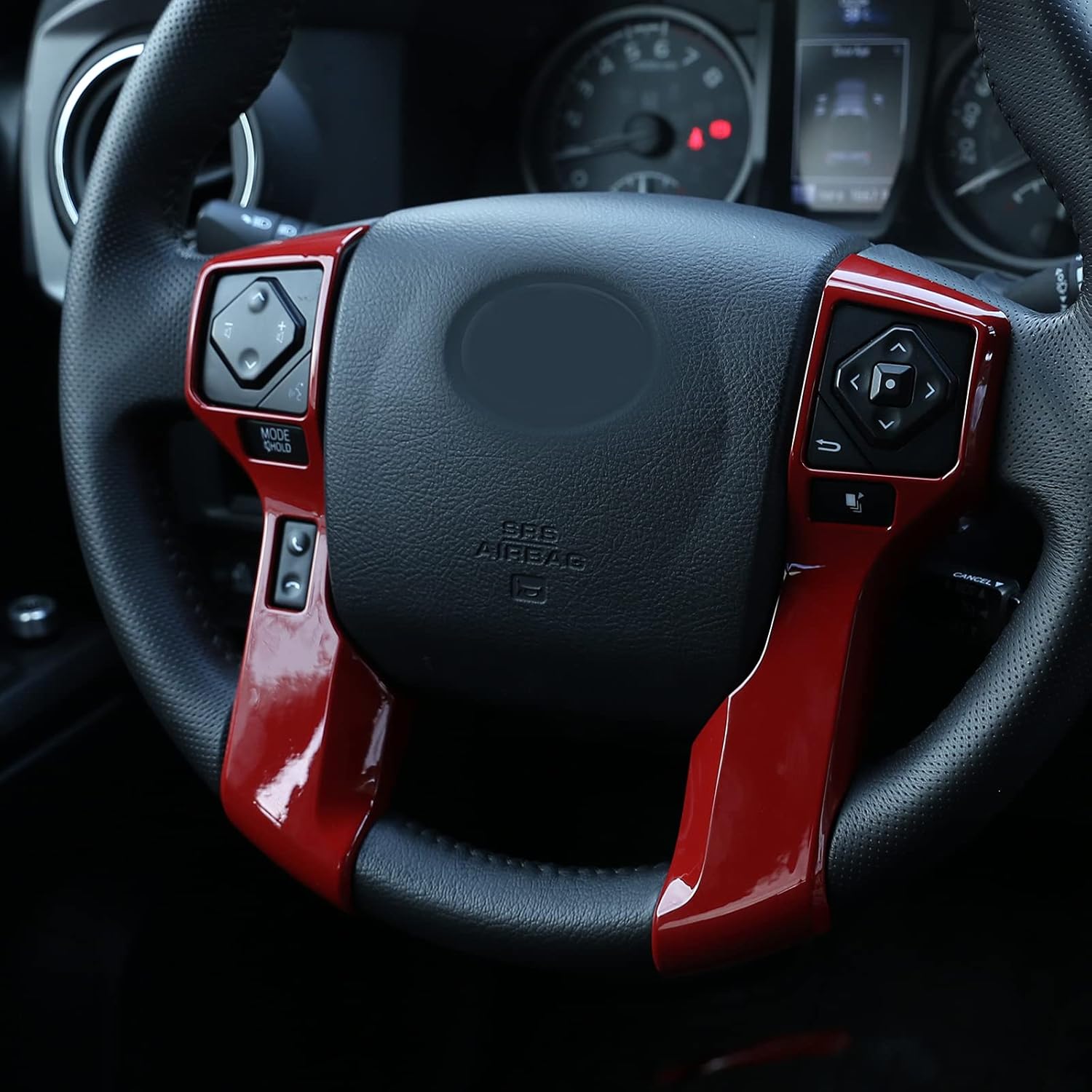 Car ABS Steering Wheel Moulding Chrome Cover Trims Stickers Fit for Toyota Tacoma 2014-2021 Tundra 4Runner 2010-2019 4Runner 4WD N280 2014-2019 Accessories (red, 3+2 Hole) : Automotive