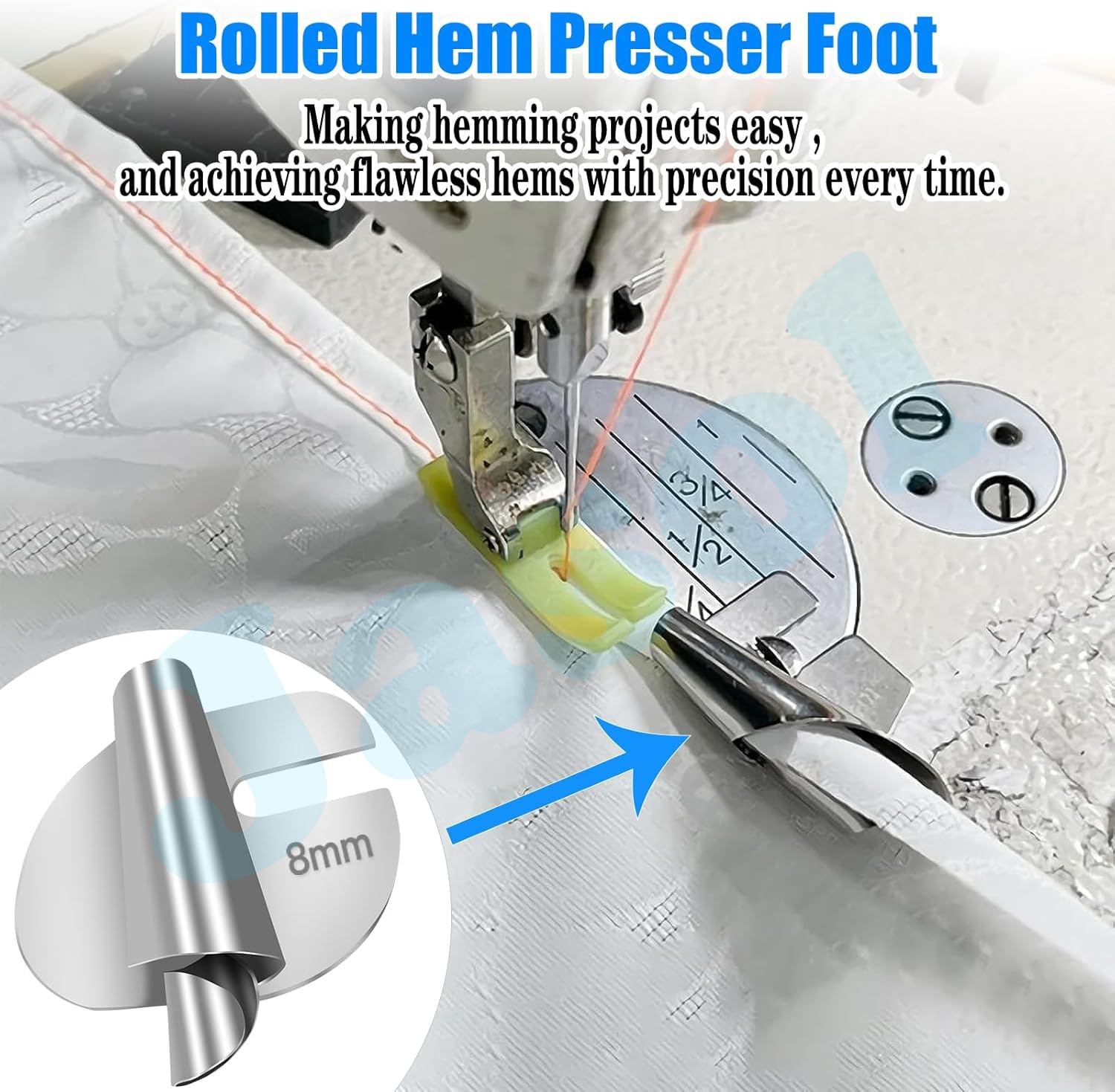 1pcs Sewing Rolled Hemmer Foot, 3-10mm Rolled Hem Presser Foot Set for Sewing Machine Accessories, Curved Scroll Hemmer Upgrade Presser Feet Sewing Supplies for Home Industrial (3MM) — Amazon image 7