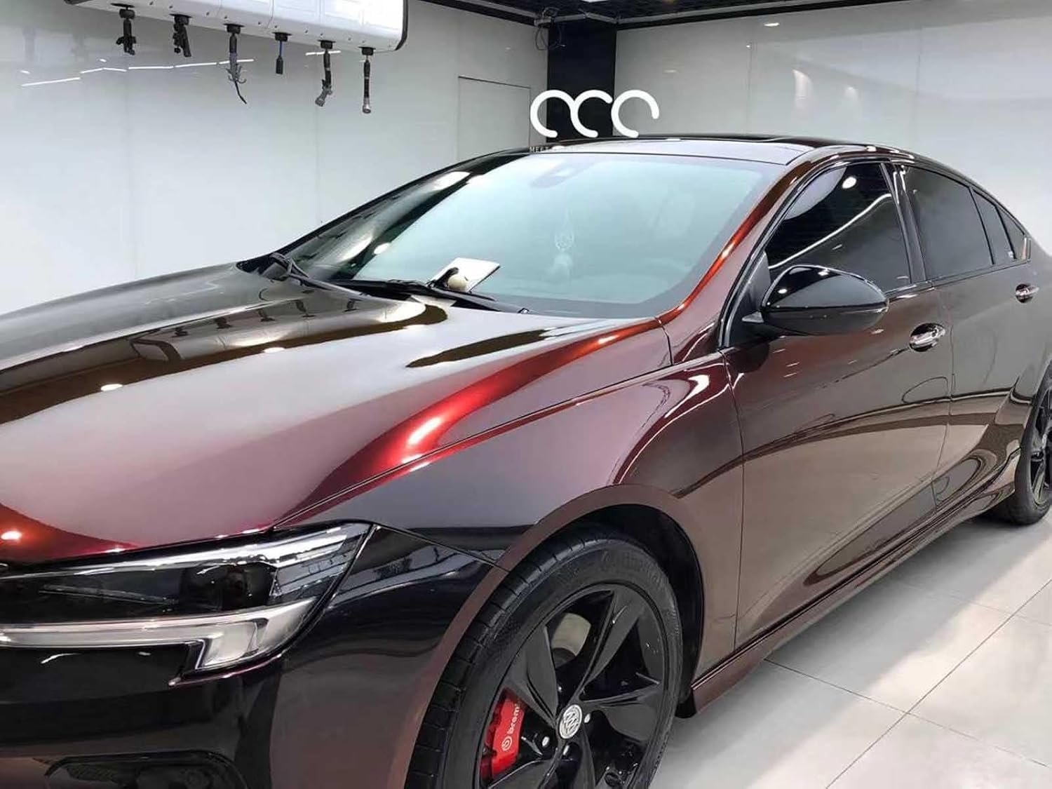 Chrome Black Charm Red Vinyl Wrap, High Gloss Car Wrap Vinyl Roll with Air Release Technology,Self Adhesive Vehicle Interior Exterior Decoration Automotive DIY Decal Sticker Film（1ft x 5ft