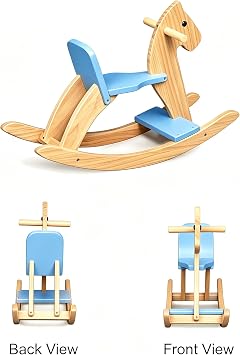 Kids Wooden Rocking Horse, Boys Ride-On Toy with Safety Foot Pedal