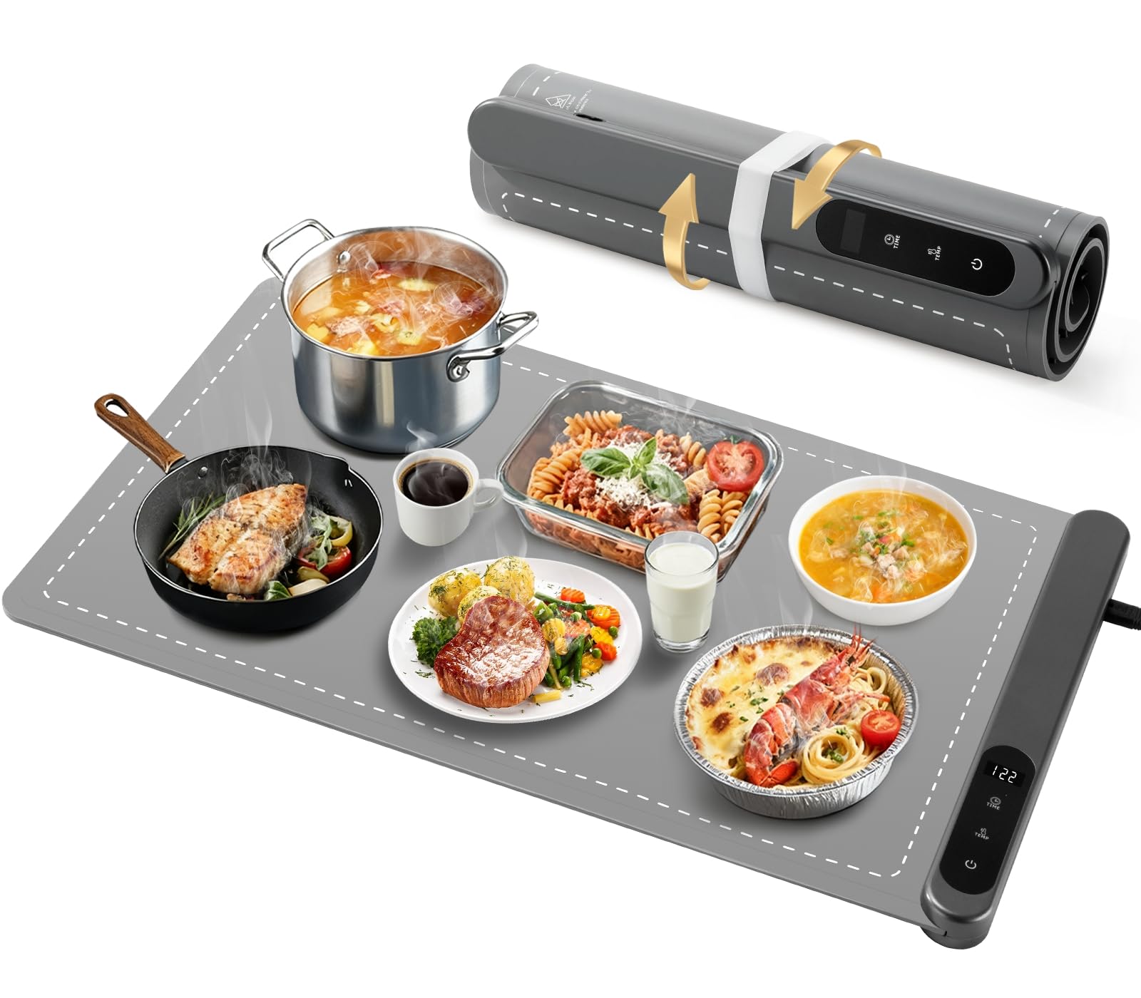Tapis chauffant électrique pour aliments finis les plats froids grâce au silicone portable 60cm