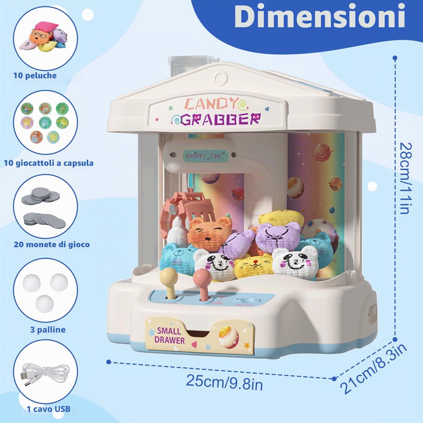 Candy Grabber Claw Macchina Per Bambini Piccola Macchina Per Afferrare Caramelle Distributore Di Dolciumi Gioco Di Presa, Regalo Festivo Per Feste Di Compleanno E Natale Delle Bambine