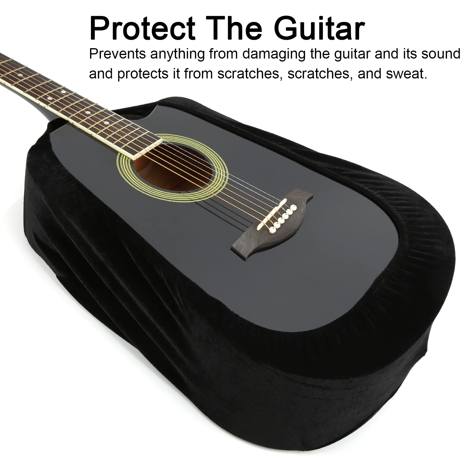 Funda Protectora para Guitarra, Negra, Compacta, Suave, Protectora para Guitarra, Franela Ligera, Resistente Al Desgaste para bajo Acústico
