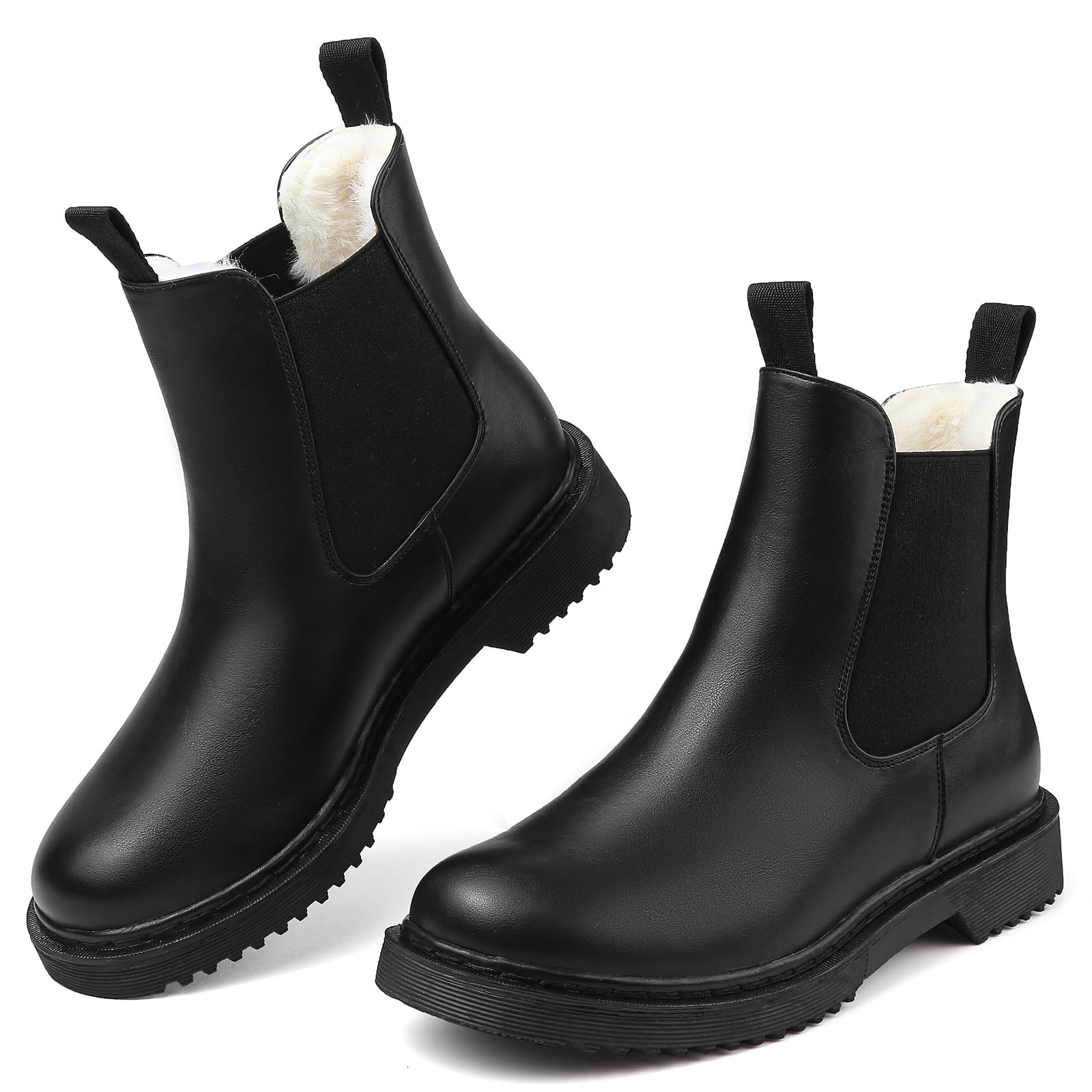 ziitop Women's Fur Lined Chelsea Boots