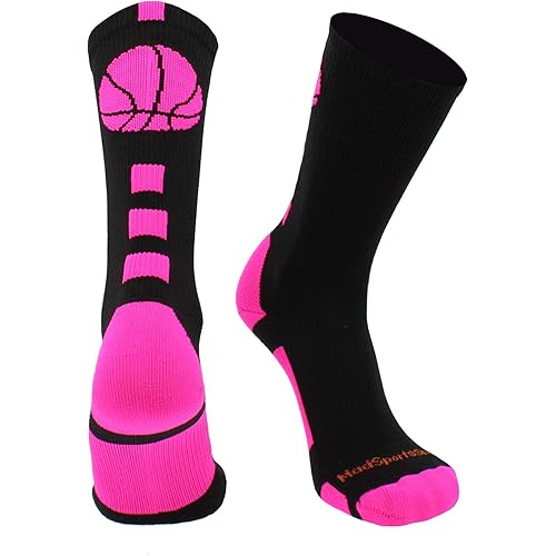 MadSportsStuff Basketball Socks for Boys, Girls, Men, Women- Athletic Crew Socks - Youth and Adult Sizes -Made in The USA