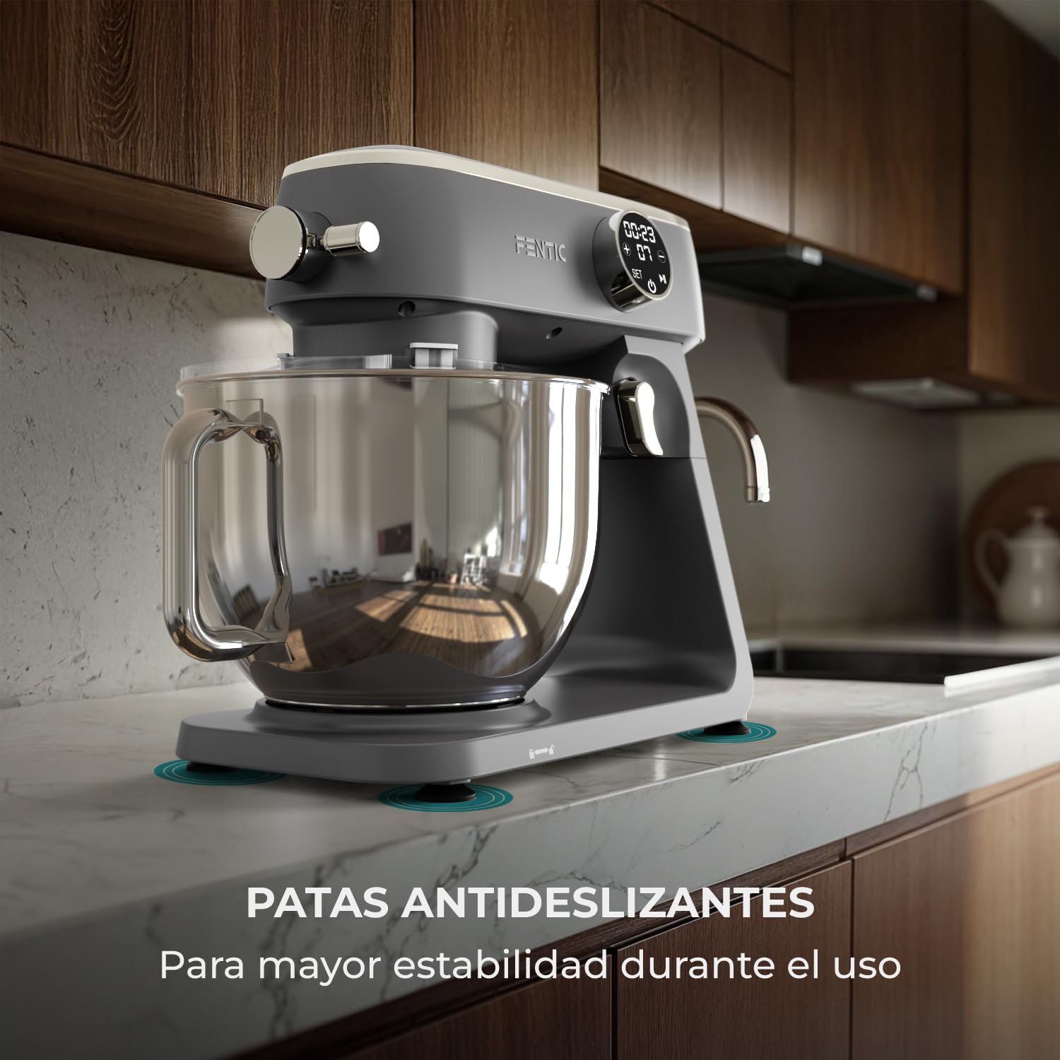 Batidora Amasadora 1800W, Con Bol 7L para Hornear, Mixer con Alloggiamento in Alluminio, Con Batidor, Gancho Amasador y Gancho para Mezclar - Incluye y Accesorios Adicionales