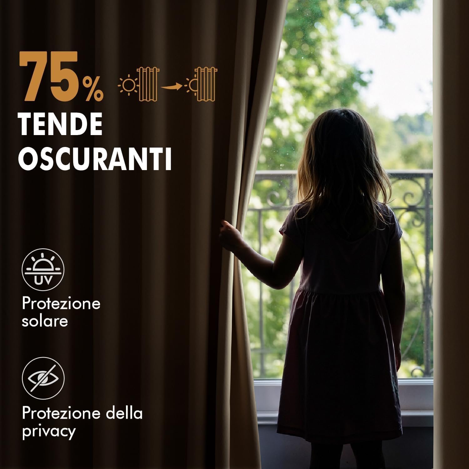 MIULEE Tenda da Sole per Esterno con Anelli 2 Pezzi, Impermeabile per Balcone Gazebo, Idrorepellente Termica Verande, Beige 132x275cm