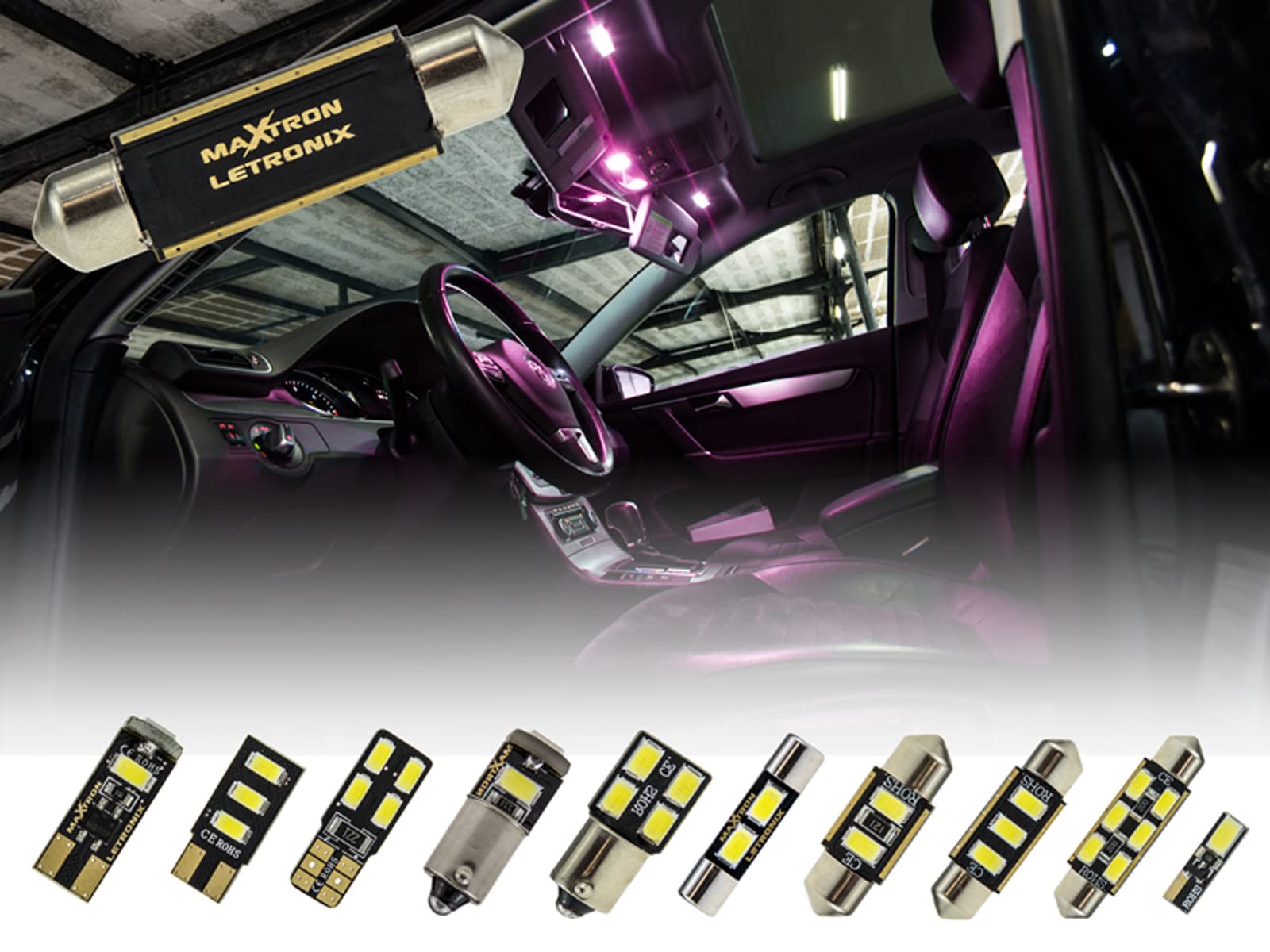 Set di illuminazione per interni auto, classe CL203, rosa, illuminazione interna, set completo
