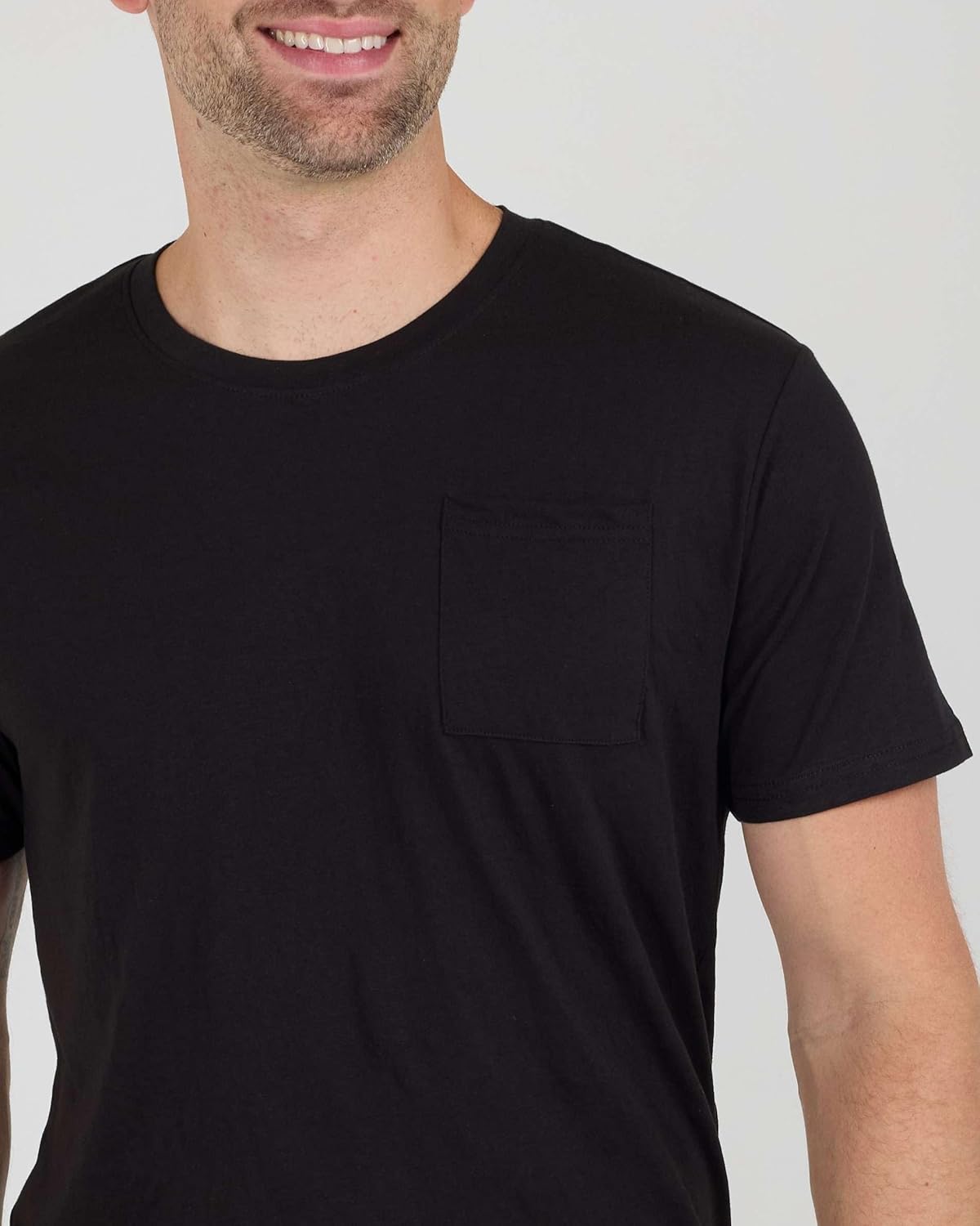 Real Essentials 4 Pack: Men's Cotton Performance Short Sleeve Crew Neck Pocket T-Shirt Athletic Top (Available in Big & Tall) - Image 3