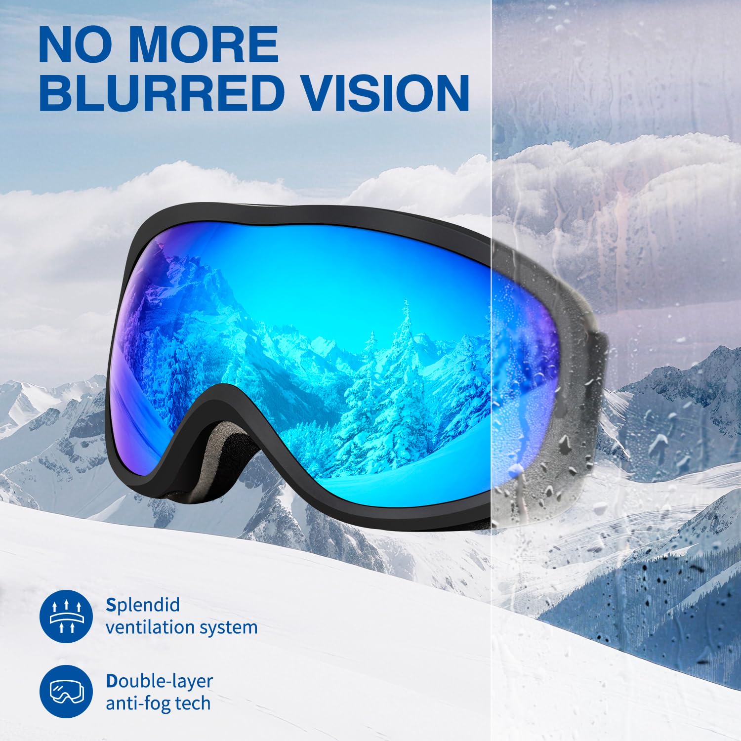 Amazon.com : SPOSUNE Ski Goggles Over Glasses with Dual lens  display picture 2