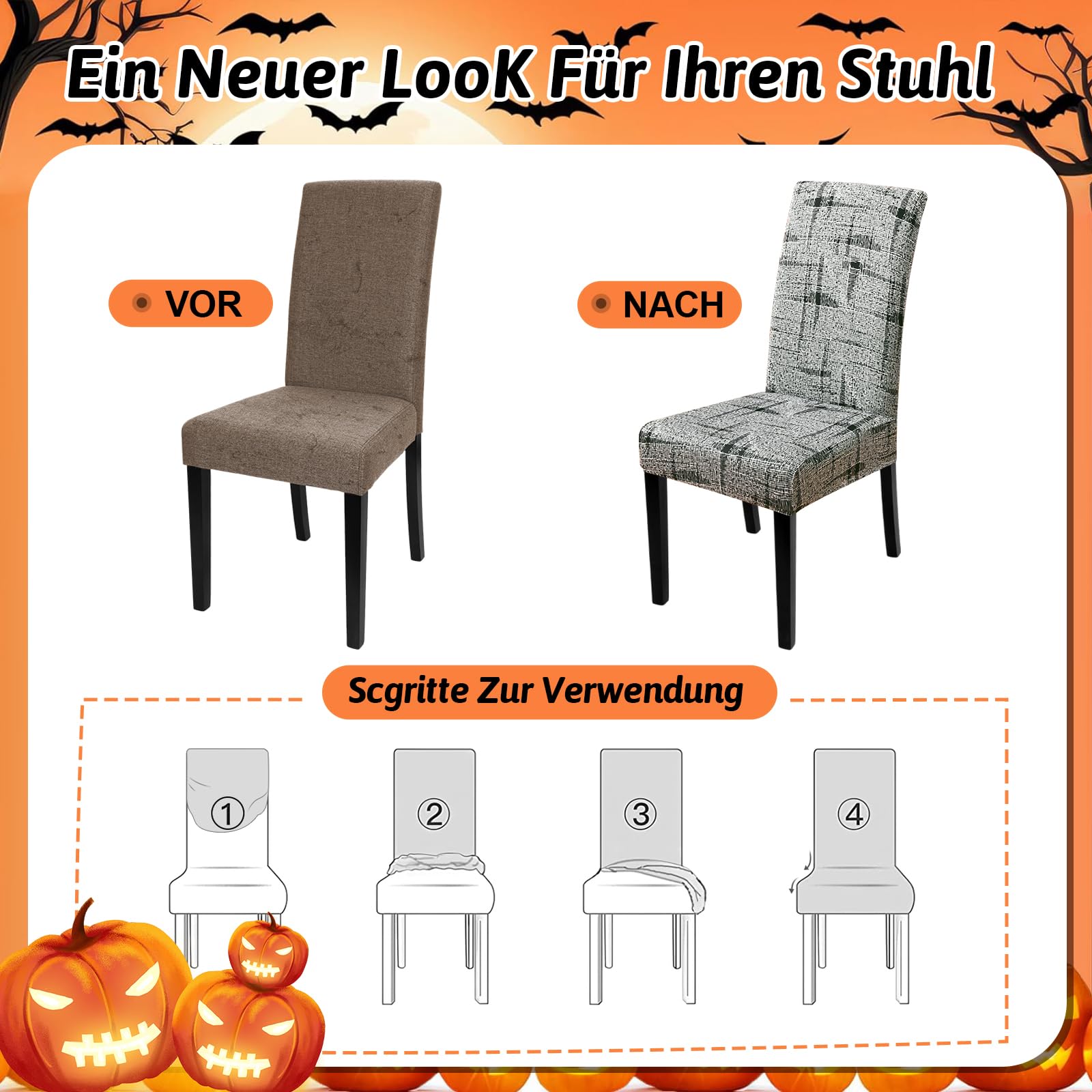 Alishomtll Lot De 4/6 Housses De Chaise Extensibles Pour Chaise Basculante - Élastiques - Amovibles Et Lavables - Pour Cuisine, Restaurant, Hôtel, Banquet (ligne Rhombique, 6 Pièces