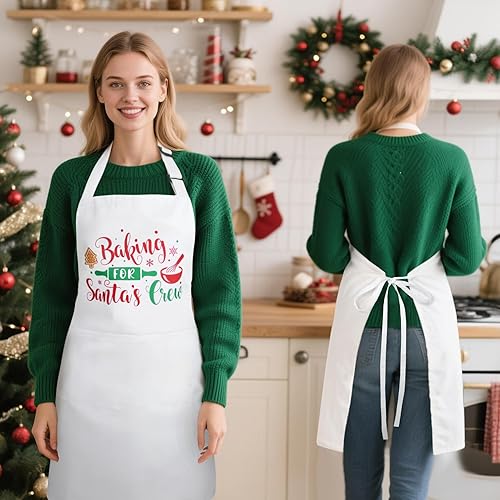 Miniatura 4 de NLUS Delantales de Navidad para mujeres y hombres con 3 bolsillos, delantales ajustables para cocinar en la cocina, divertidos regalos de Navidad