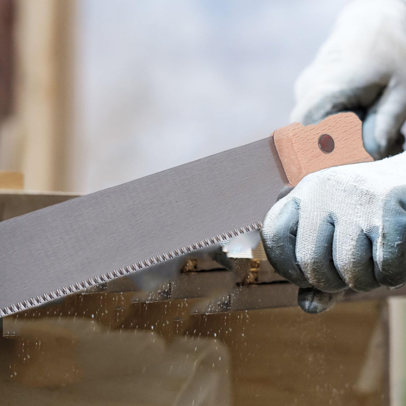 Single Edge Pull Saw 17 Tooth Woodworking Hand Tool for Flush Cut Trimming with SK5 Steel Blade and Wooden Handle - Image 3