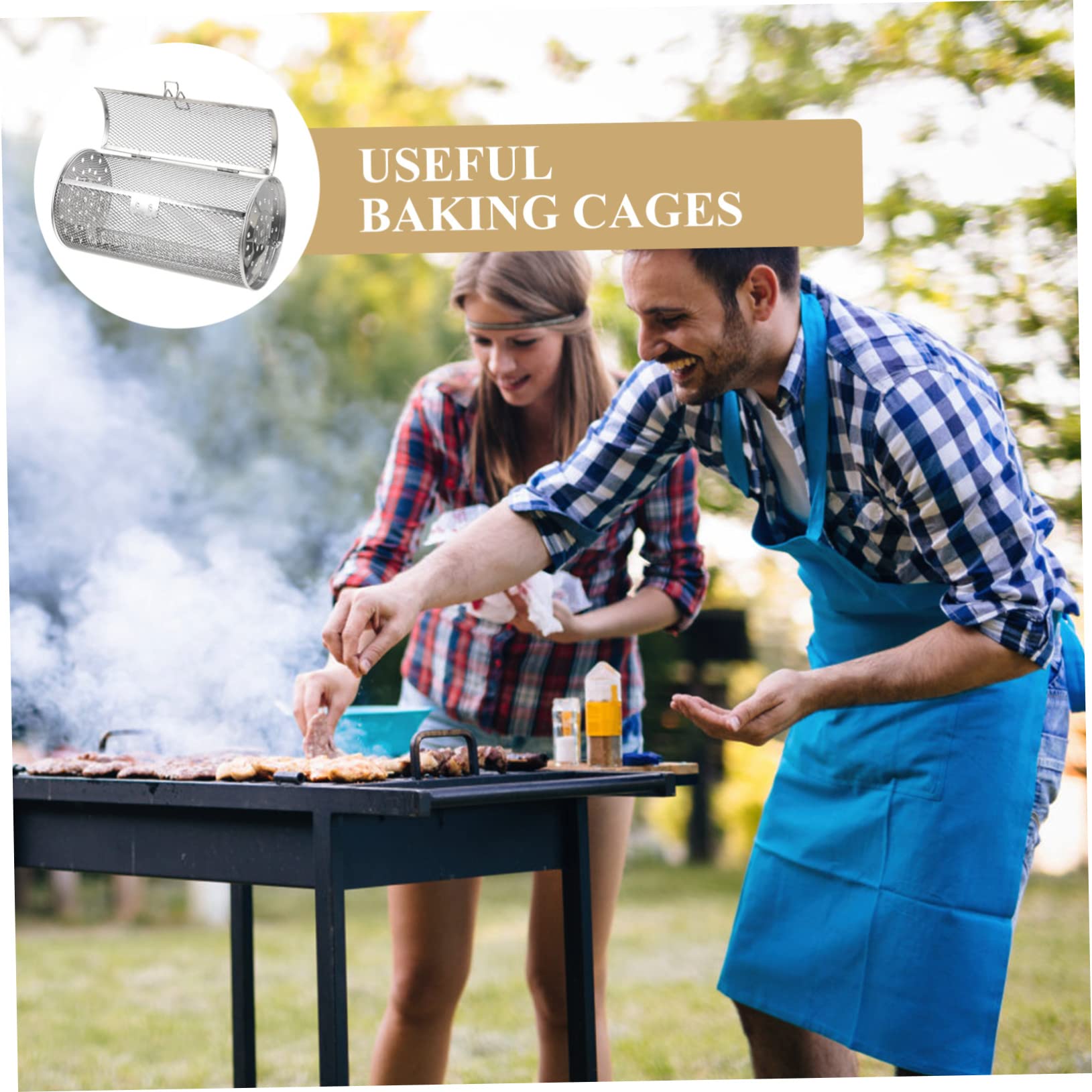 Toyvian Cestello Girevole in Acciaio Inossidabile per Cucina e Barbecue, Design Rotante, Uso Versatile, Colore Argento, per Arrostire Verdure e Funghi in Famiglia
