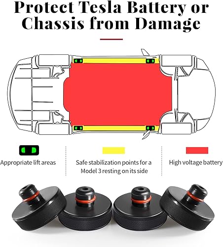 Miniatura 2 de Almohadilla de elevación para Tesla Modelo 3SXY, 4 discos con estuche de almacenamiento, accesorios para vehículos Tesla 2013 a 2024