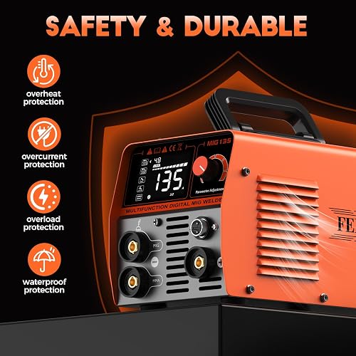 FEIFANKE MIG135 Poste A Souder Fil Fourré Sans Gaz 135A 220V Synergie Des électrodes Poste à Souder 3 en 1 MIG/ARC/Lift TIG IGBT Inverter Poste A Souder avec Fil de 1.0mm,Pistolet Soudage MIG - 5