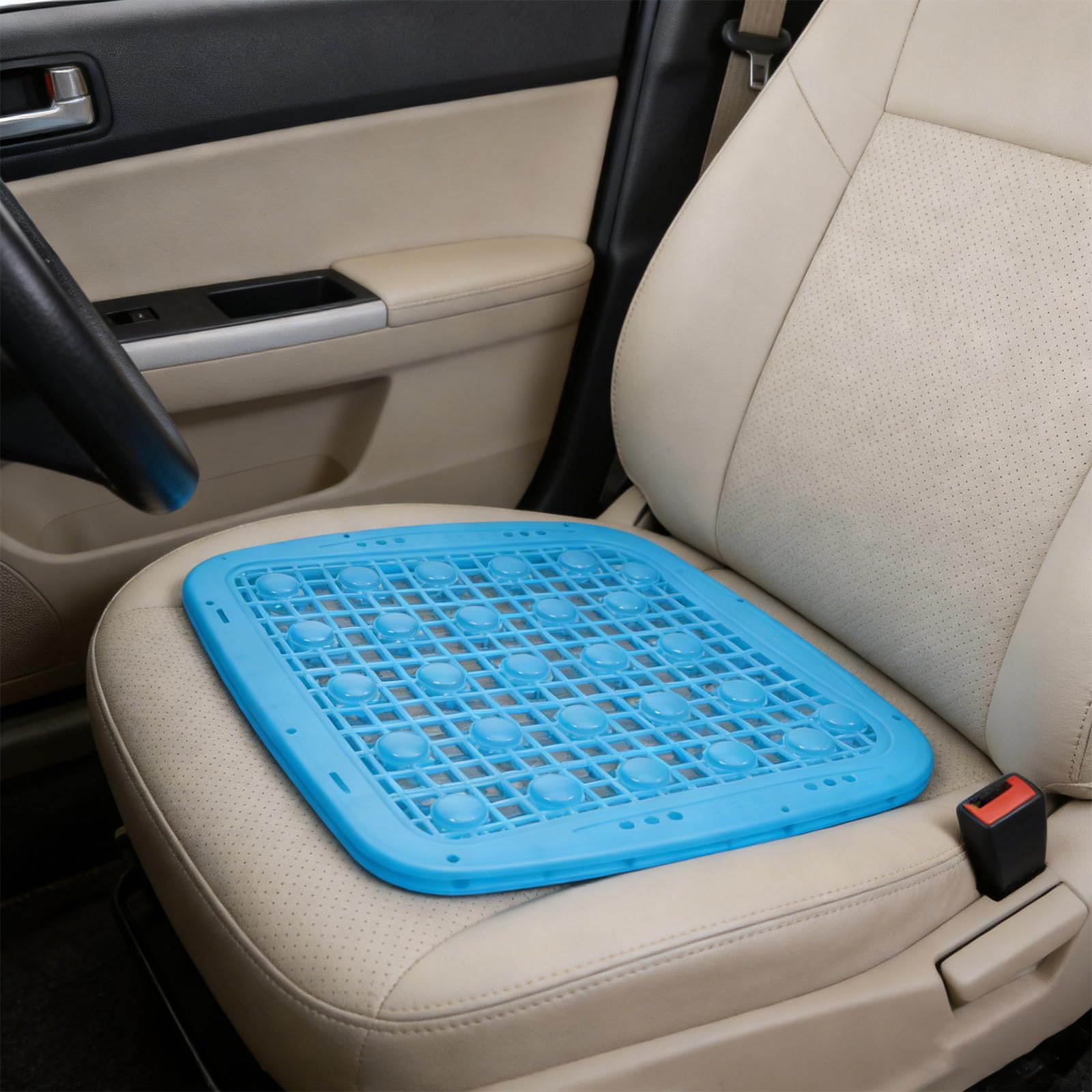 Cojín para Asiento de montacargas: Transpirable y ventilado, con Doble Capa de Bolas de Masaje, diseño Hueco de 40 x 39 cm, Ideal para excavadoras de Camiones.