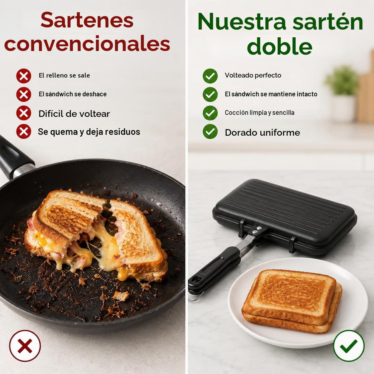 UPKOCH Sandwichera Prensa Sandwichera Barbacoa Desayuno Sartén de Aluminio de Doble Cara Sartén Antiadherente Utensilios de Cocina para Cocina de Gas