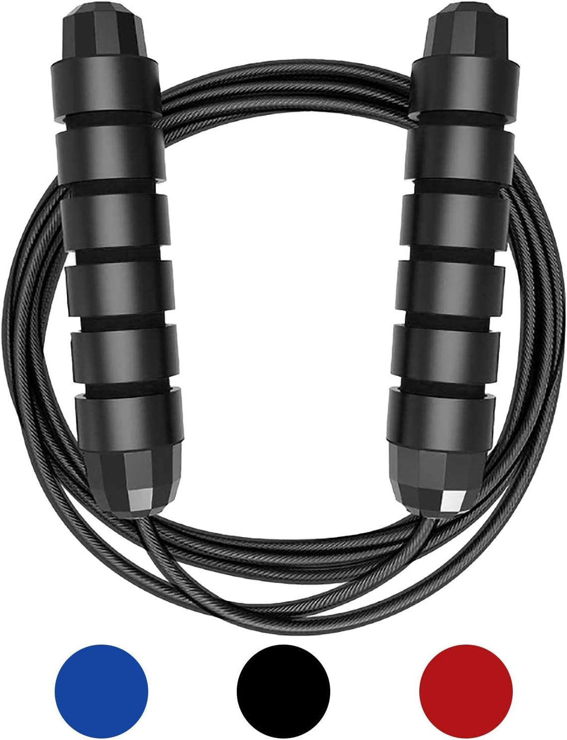 BoSen Jump Rope Tangle-Free Adjustable Ball Bearings Rapid Speed Skipping Rope Foam Handles for Aerobic Exercise,Speed Training,Endurance Training and Fitness Gym for Men Woman Kids Black