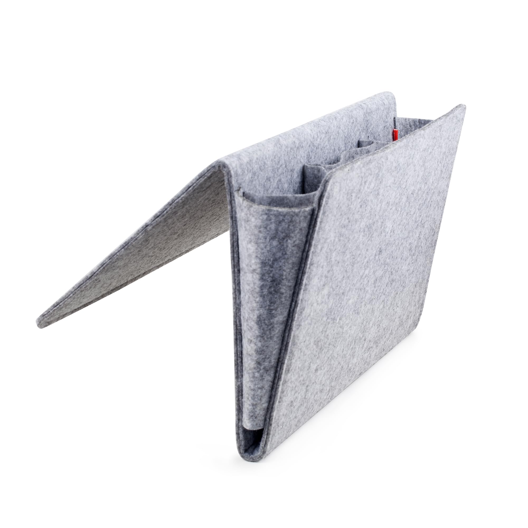 KIKKERLANDBedside Pocket Caddy, Large Pocket Felt Storage, Organizer Caddy for Magazine Remotes Phone, Storage Bag Pocket for Bunk, Grey 42 x 21.5 x 2.5 cm