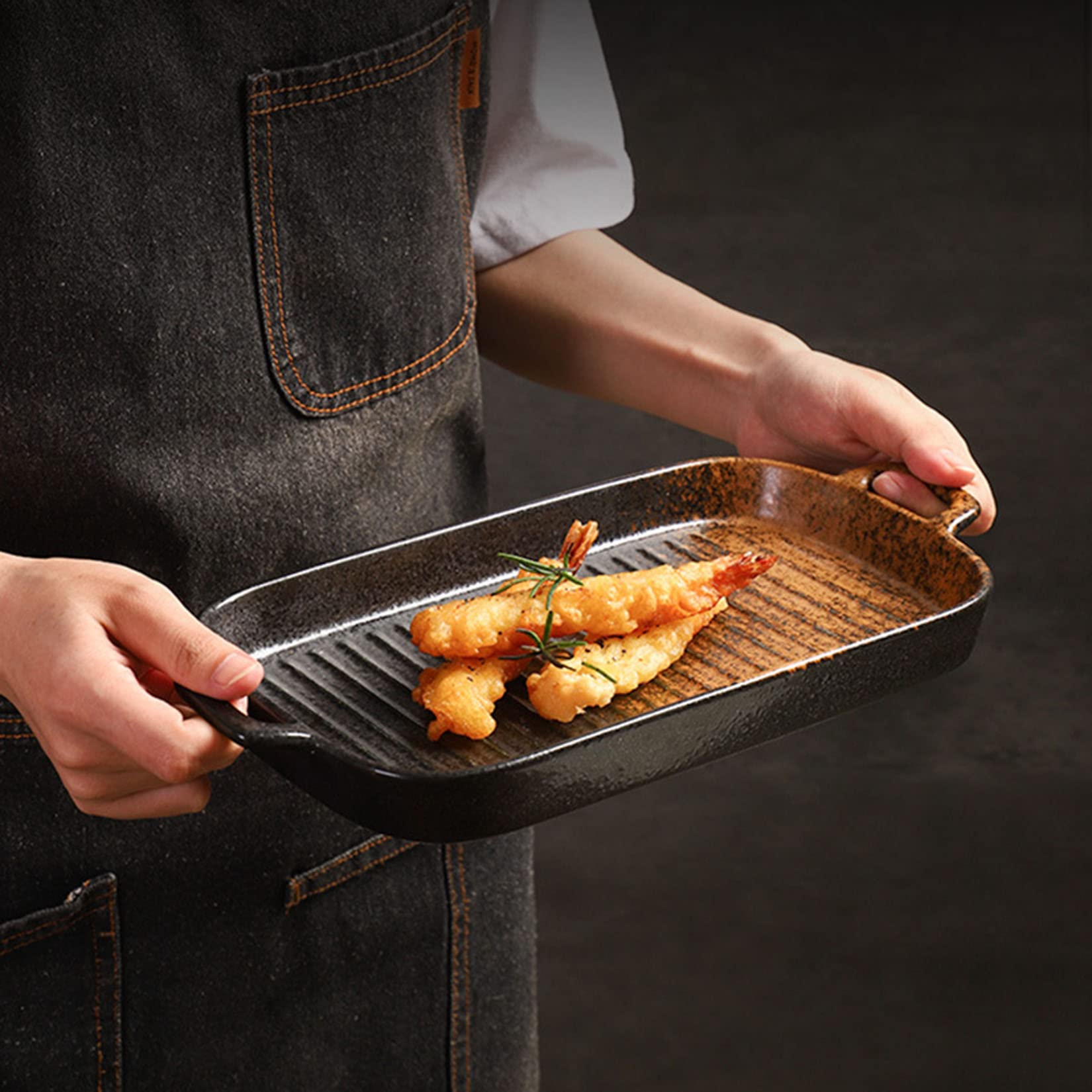 Ceramic Dish Set of 2,Pie Pan Rectangular Japanese-Style Porcelain Pie Plate for Baking, Baking Dish Oven Safe for Cooking Bakeware Christmas Dinner,A