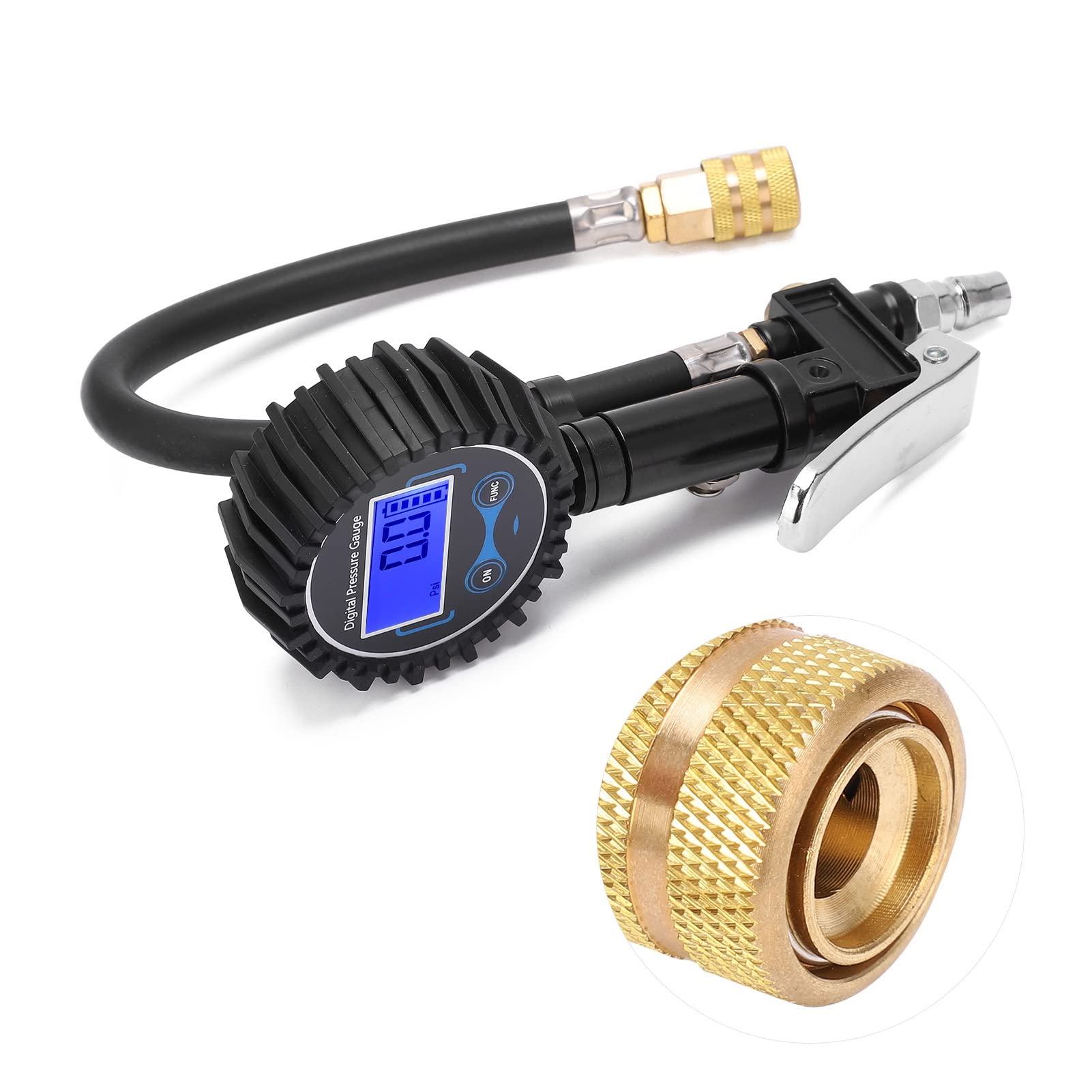 Manometro per pneumatici, display digitale LCD, monitoraggio della pressione 'aria, con funzioni di sgonfiaggio e gonfiaggio, per auto, motocicli, camion piccoli e medi, i