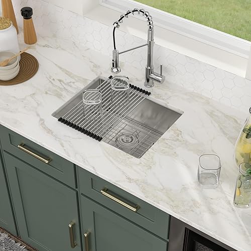 Miniatura 2 de Logmey - Fregadero de 23 barras de acero inoxidable de 23 x 18 pulgadas, fregadero de cocina de calibre 16 de calibre 16