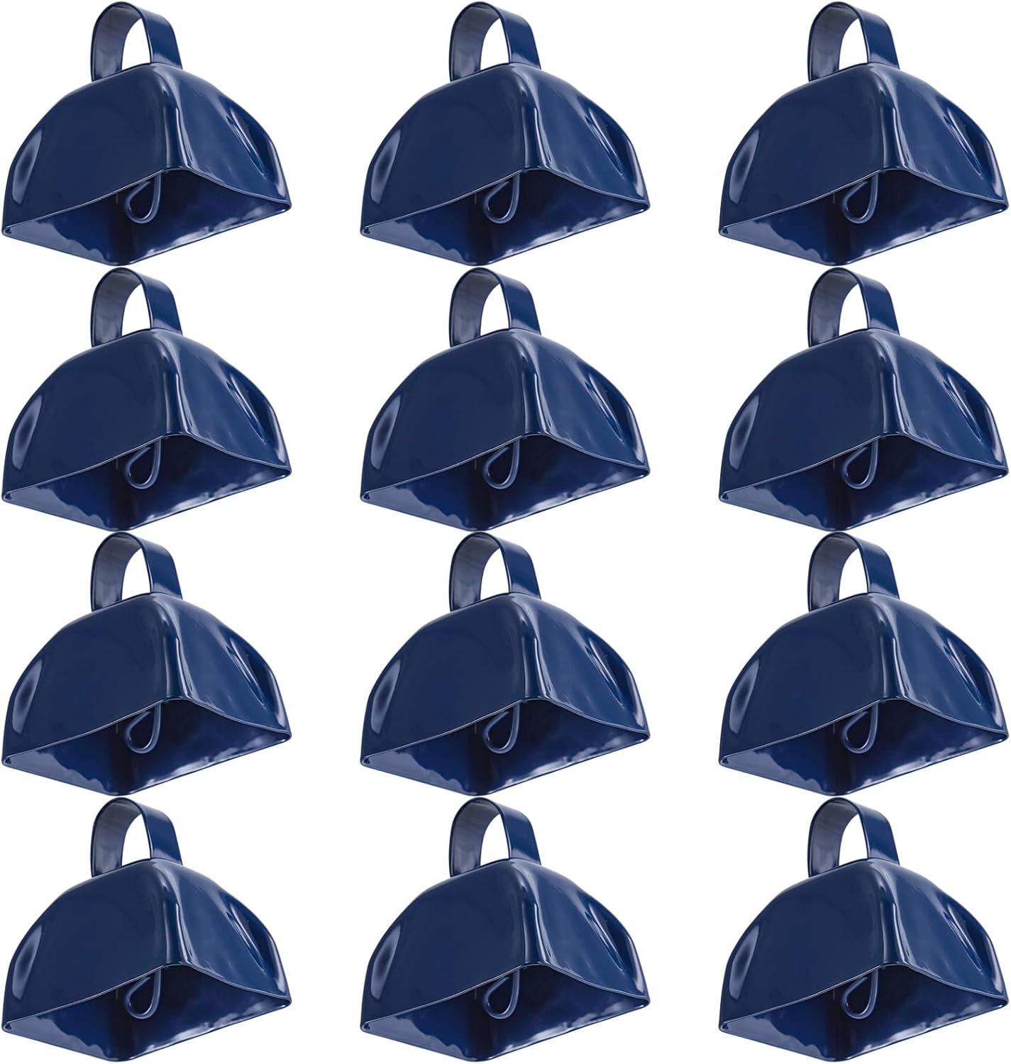 Foraineam 12 Pack Metal Cowbells with Handles, Blue Loud