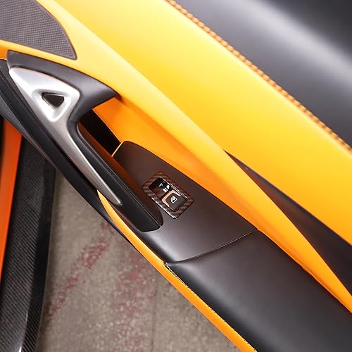 Miniatura 4 de Cubierta de botón de interruptor de bloqueo de puerta de fibra de carbono para Chevrolet Corvette C7 2014-2019, marco de botón de ventana interior