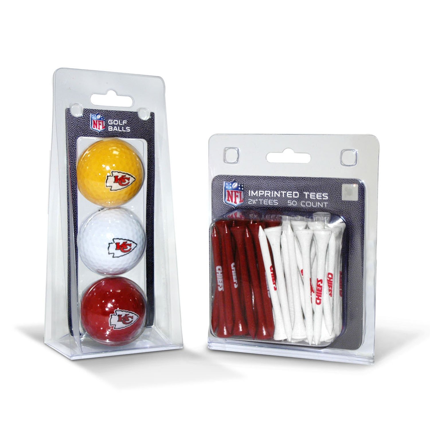 Team Golf NFL Kansas City Chiefs 3 Golf Balls and 50 Golf Tees Logo Imprinted Golf Balls 3