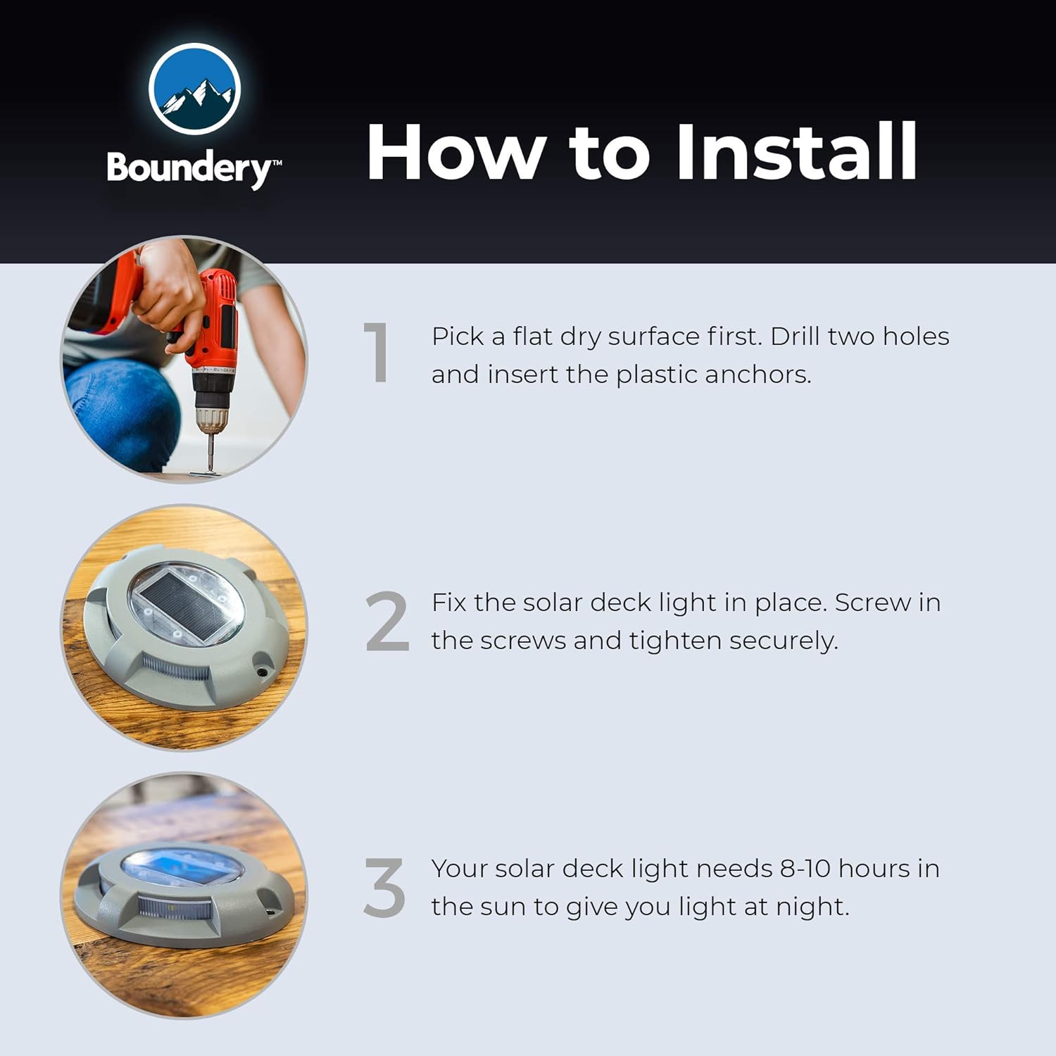 70% Off Everything Solar Deck Lights by Boundery - Premium Outdoor Solar Light - Solar Powered Outdoor Lights - Solar Path Lights for Driveway, Pathway, Patio, Pool, Dock, Deck Lighting (6 Pack)