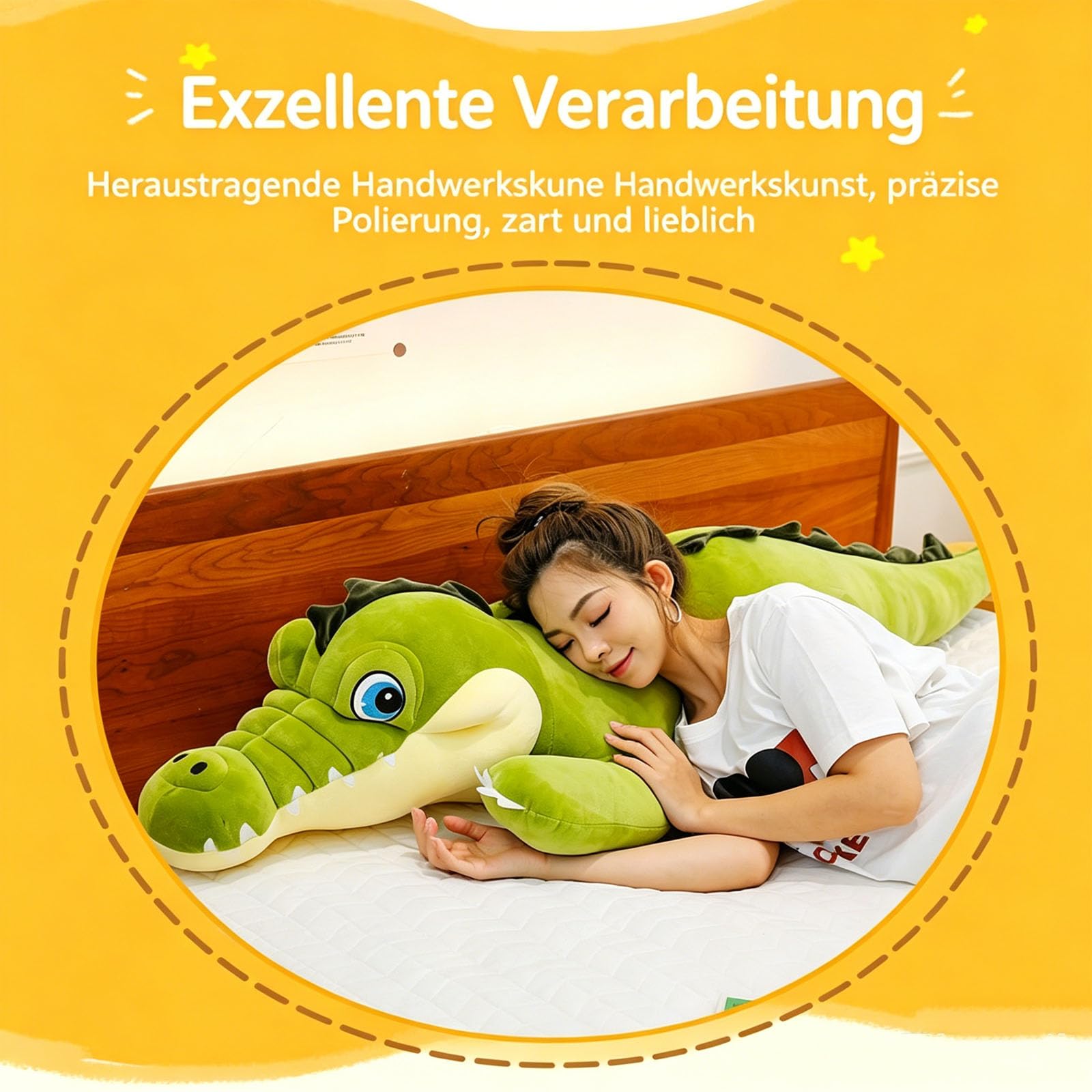 Krokodil Kuscheltier XXL, Plüschtiere Krokodil, Groß Grün Krokodil Stofftier, Riesen Krokodilkissen Plüsch Spielzeug, Lustige Alligatoren-Plüschtiere Geschenk für Kinder Jungen Mädchen (105cm)