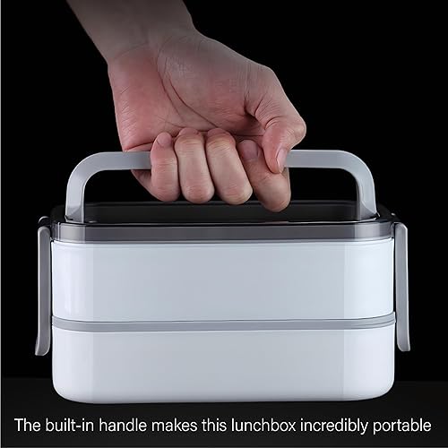 Miniatura 6 de Lonchera Bento de 2 capas aislada y apilable para adultos, hombres y mujeres, bolsa de almuerzo Oxford térmica grande a prueba de fugas de 10L para