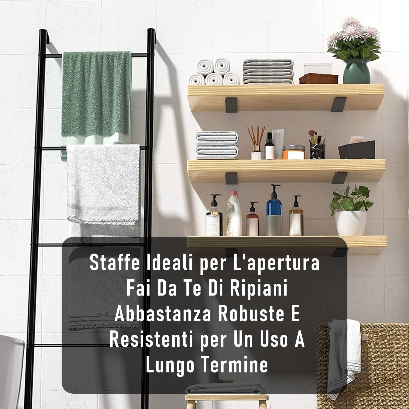 4 Pezzi Staffe per Mensole Pesanti, Staffa Angolare Nascoste Galleggianti, Supporto da Appendere Alla Parete, Staffa a L con Viti per Scaffali (Nero, 30cm)
