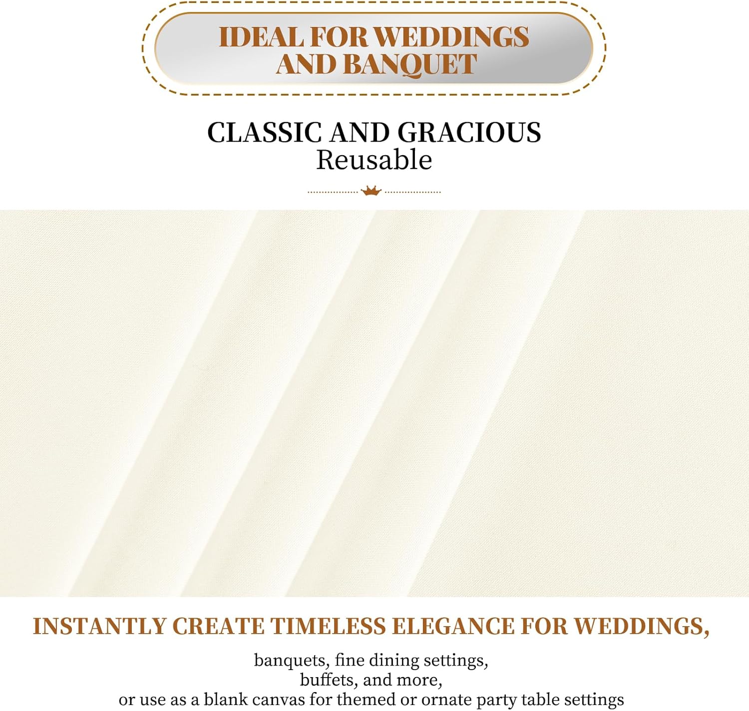 10 Pack 60 x 126 Inch Tablecloth, Ivory Tablecloth for 8 Feet Rectangle Tables, Stain and Wrinkle Resistant Washable Fabric Table Cloth for Wedding Party Dining Table Buffet Parties Camping