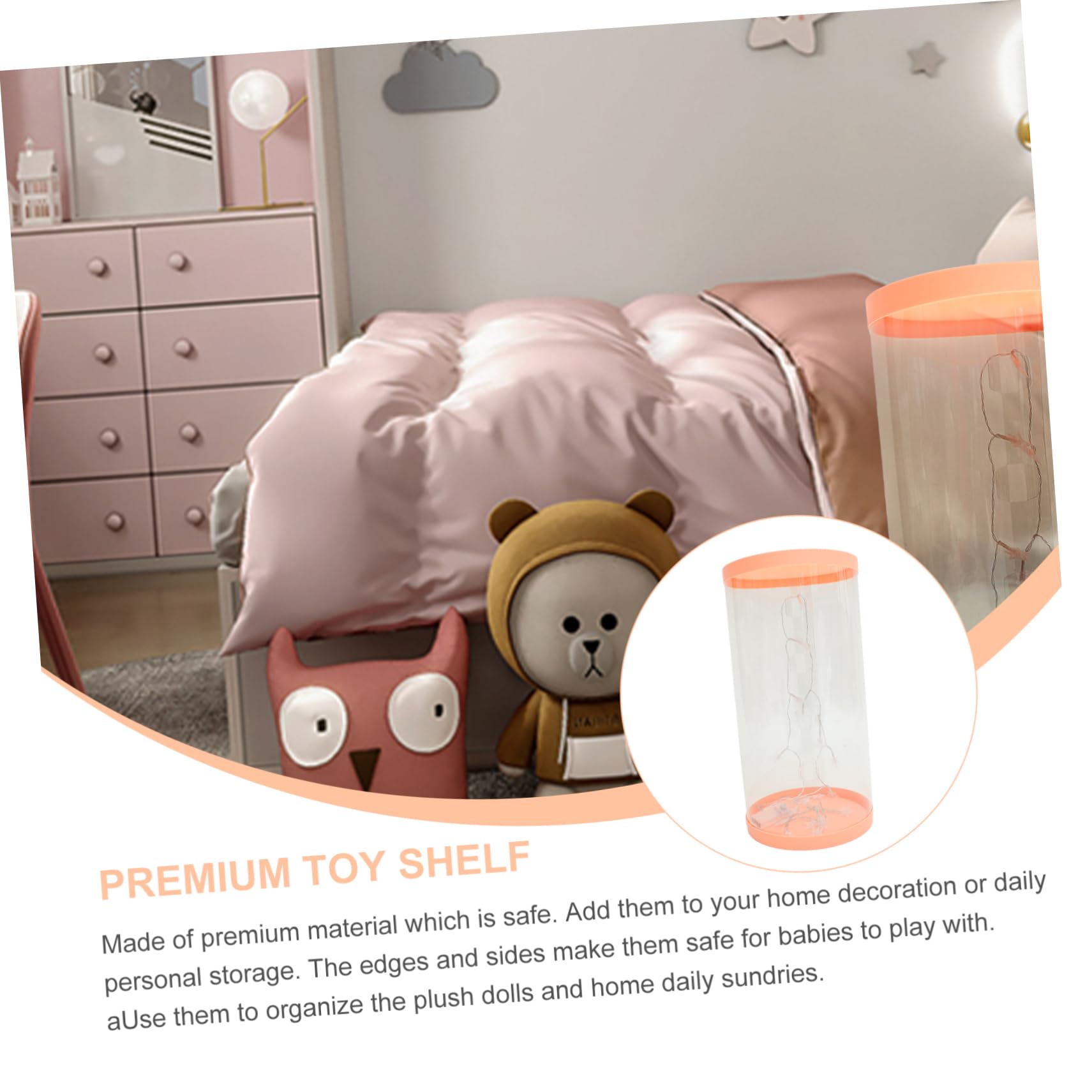 ibasenice 1juego Cubo De Almacenamiento Transparente Para Diseño Cilíndrico Para Juguetes y Decoración Infantil Diámetro Luz Led