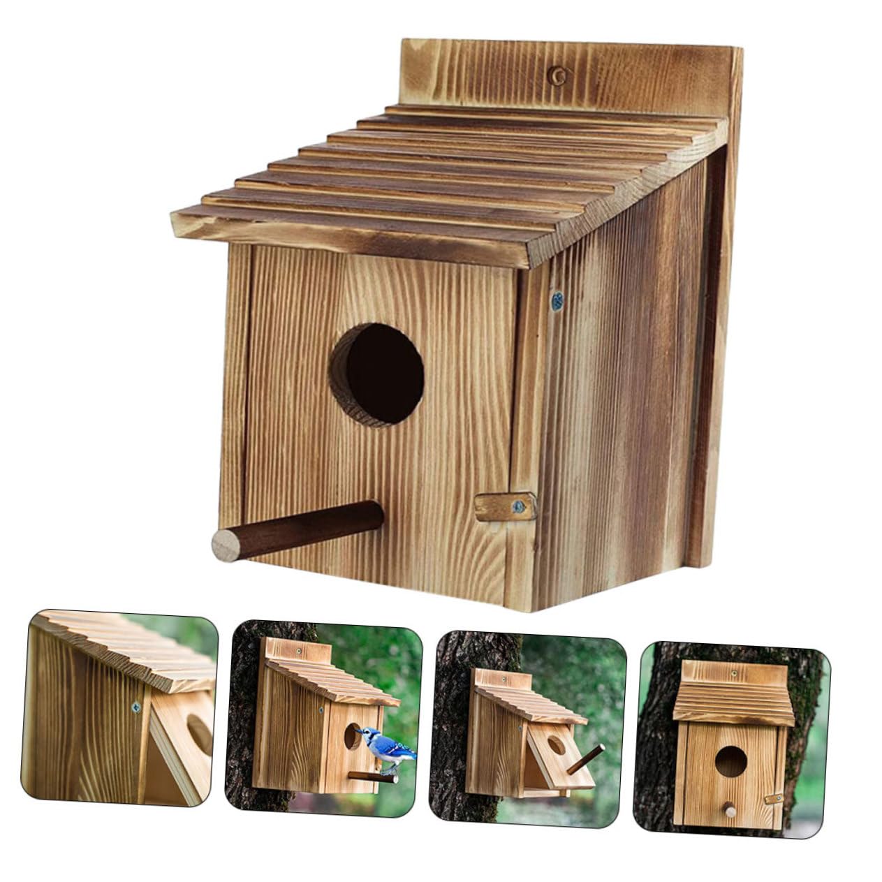 INOOMP Casita de Pájaros de Madera Colgante para Dormir Nido de Cría para Pájaros Decoración de Jardín Exterior Nido de Madera para Chochines
