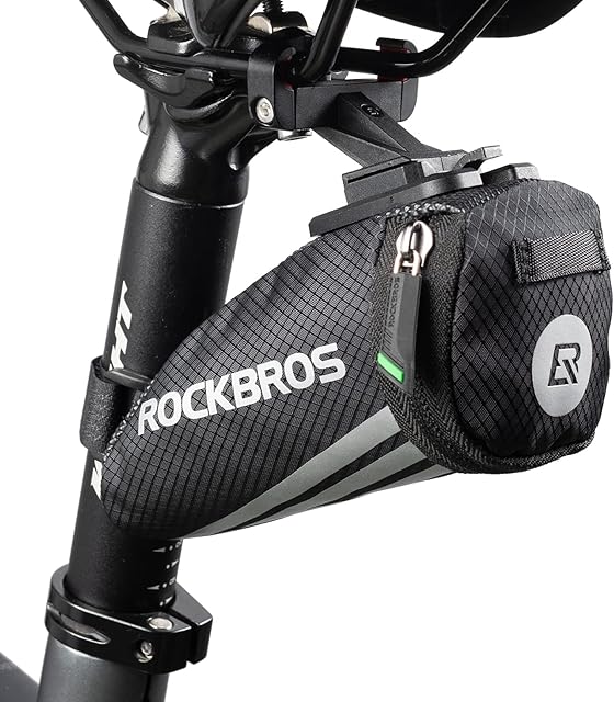 ROCKBROS Bike Saddle Bag Bike Seat Bag Bicycle Seat Bag Cycling Seat Pack Under Seat Pouch Mini Saddle Bag MTB Route Bike Strap Quick Release Black