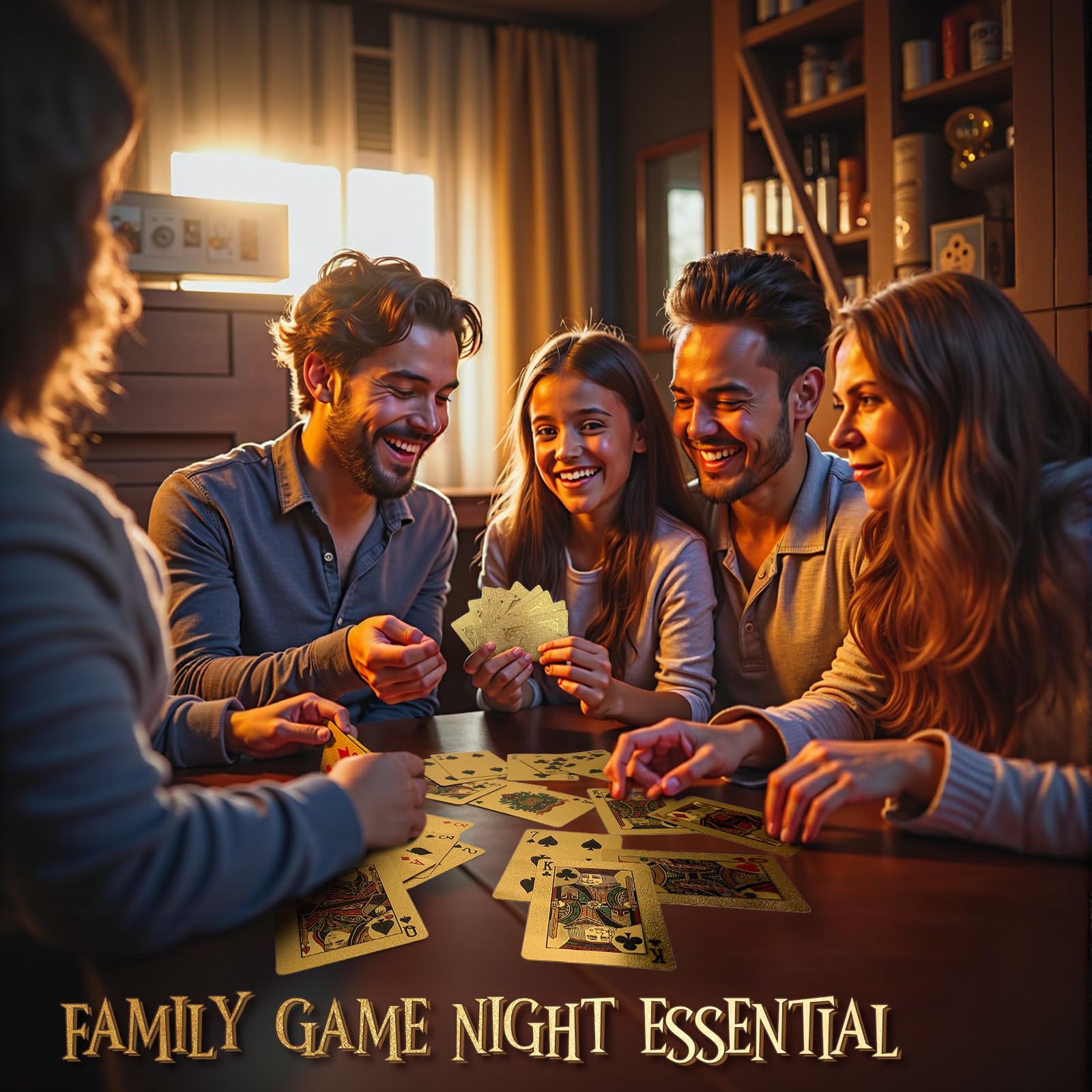 SeptCity Mazzo di carte, confezione da 2 carte da gioco impermeabili in plastica dorata per giochi da casinò, giochi in famiglia e feste a tema, per uomini