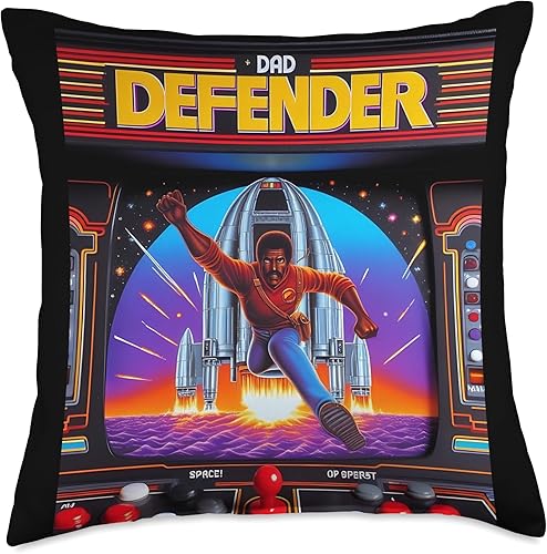 Miniatura 4 de Defender Dad 80s Retro Arcade Throw Pillow