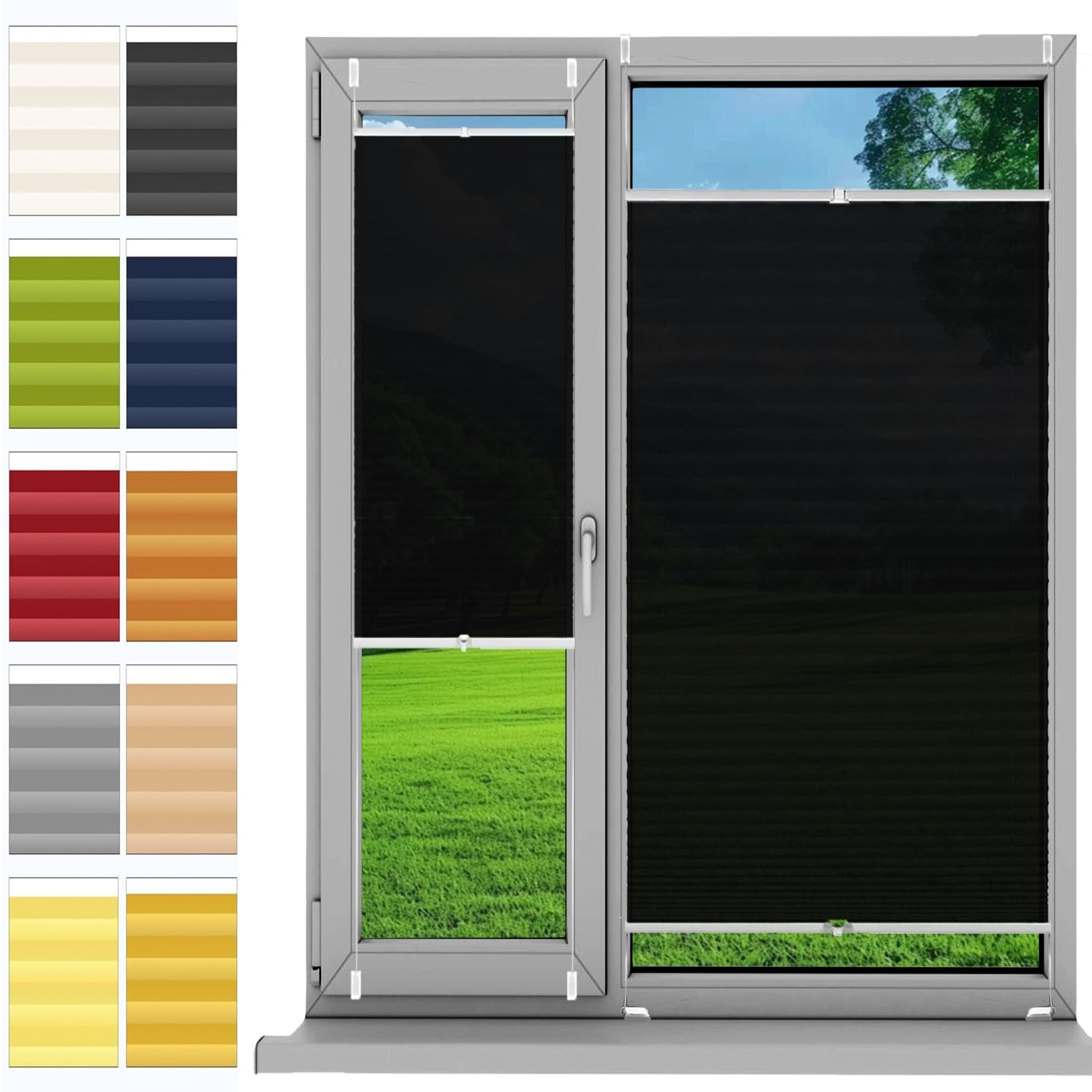 Estores Enrollables Persianas Enrollables 44 x 155 cm, sin Taladrar Bloquea La Entrada de La Luz, Tela Oscurecedora Ventana Portátil, Estor Noche y Día Ventana, para Ventanas, Puertas, Negro