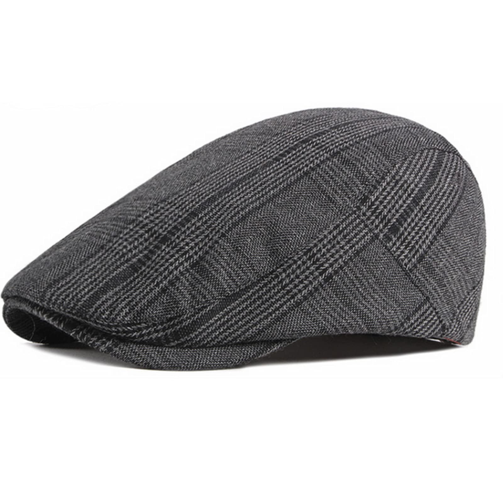 Chengzi Men's Black Winter Flat Caps Hats Peaked Flat Cap Newsboy Hats (Black)