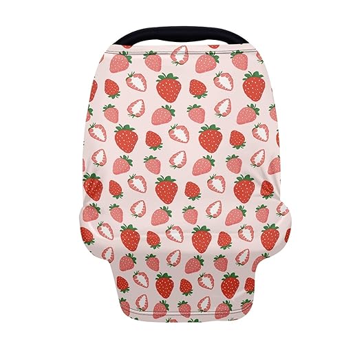 Miniatura 1 de Coldinair Funda de asiento de coche rosa fresa para bebés y niñas, funda de lactancia elástica suave, toldo transpirable para asiento de automóvil,
