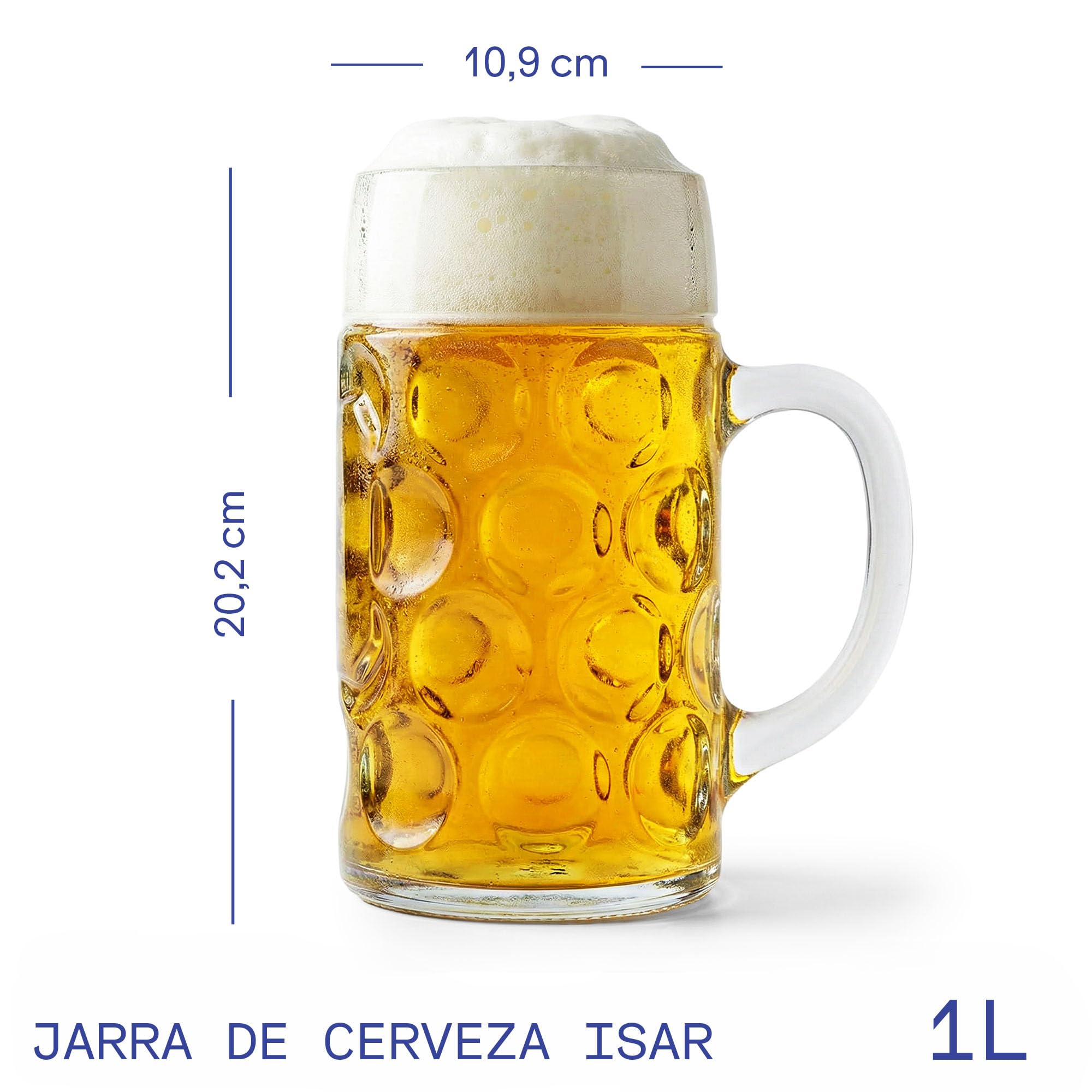Stölzle Oberglas ISAR - Juego de 6 jarras de Cerveza (1 litro, Estable, Cristal de Lima, 1 L, Apto para lavavajillas)