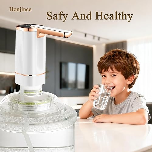 Miniatura 7 de Dispensador de agua eléctrico plegable para jarra de 5 galones, carga USB, 3 modos con interruptor de apagado automático, portátil para el hogar, al