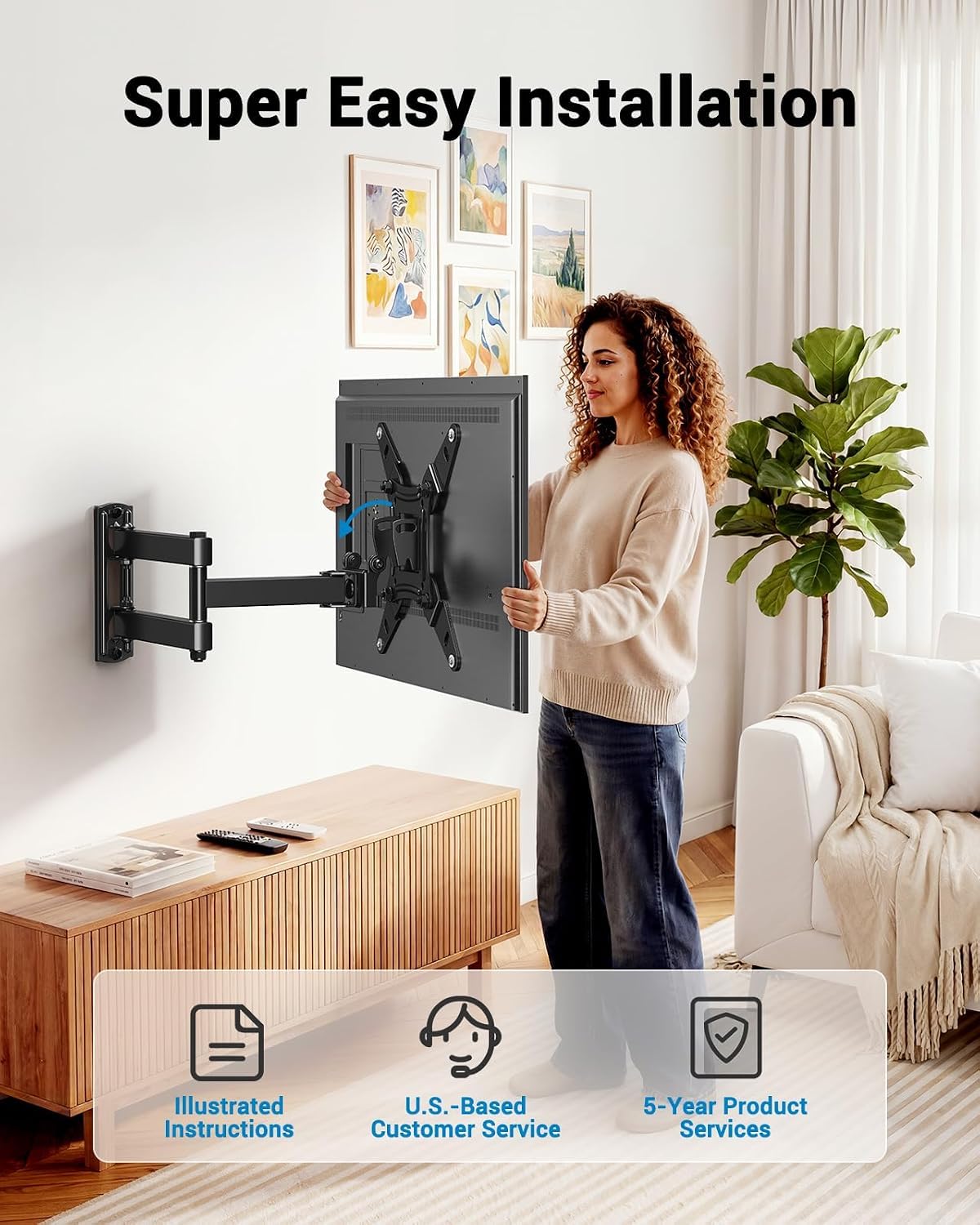 Full Motion TV Wall Mount for 13-43 Inch Flat Curved Screen TVs, Max VESA 200x200mm up to 44lbs M718325