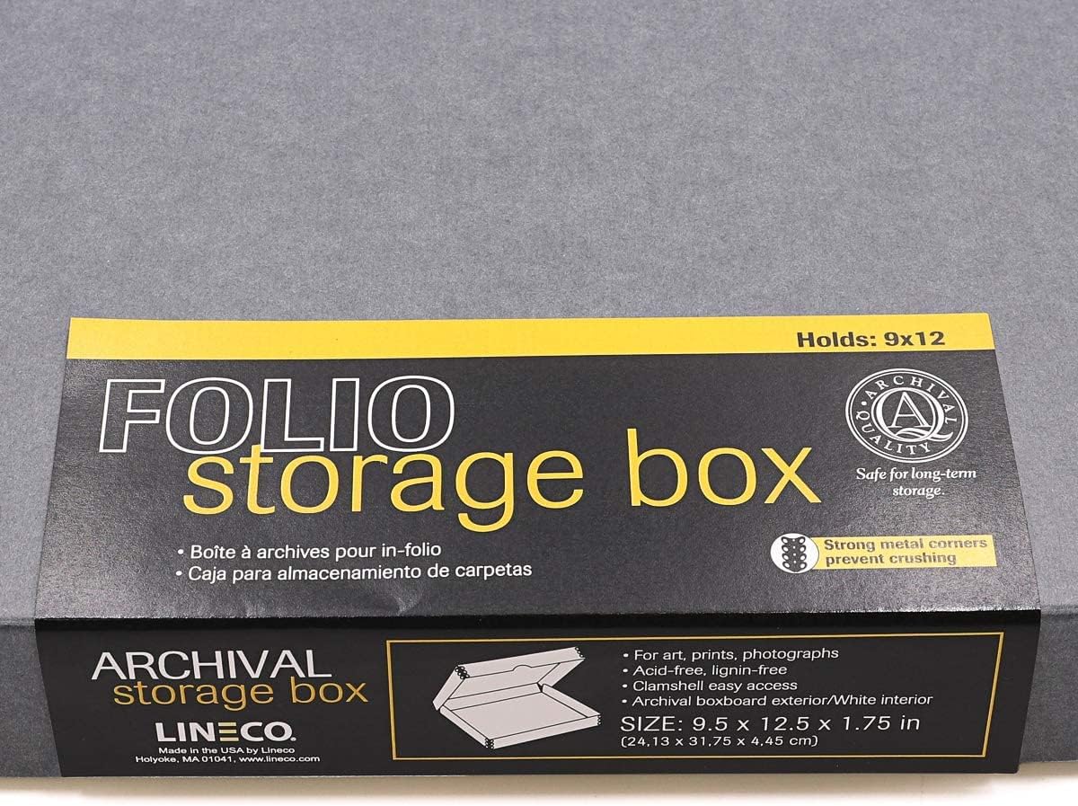 Lineco 9x12 Black Clamshell Archival Folio Storage Box. Removable Lid. Acid-Free with Metal Edge. Protects Picture Longevity, Organize Photos or Documents, Crafts, DIY. (Pack of Two) : Electronics