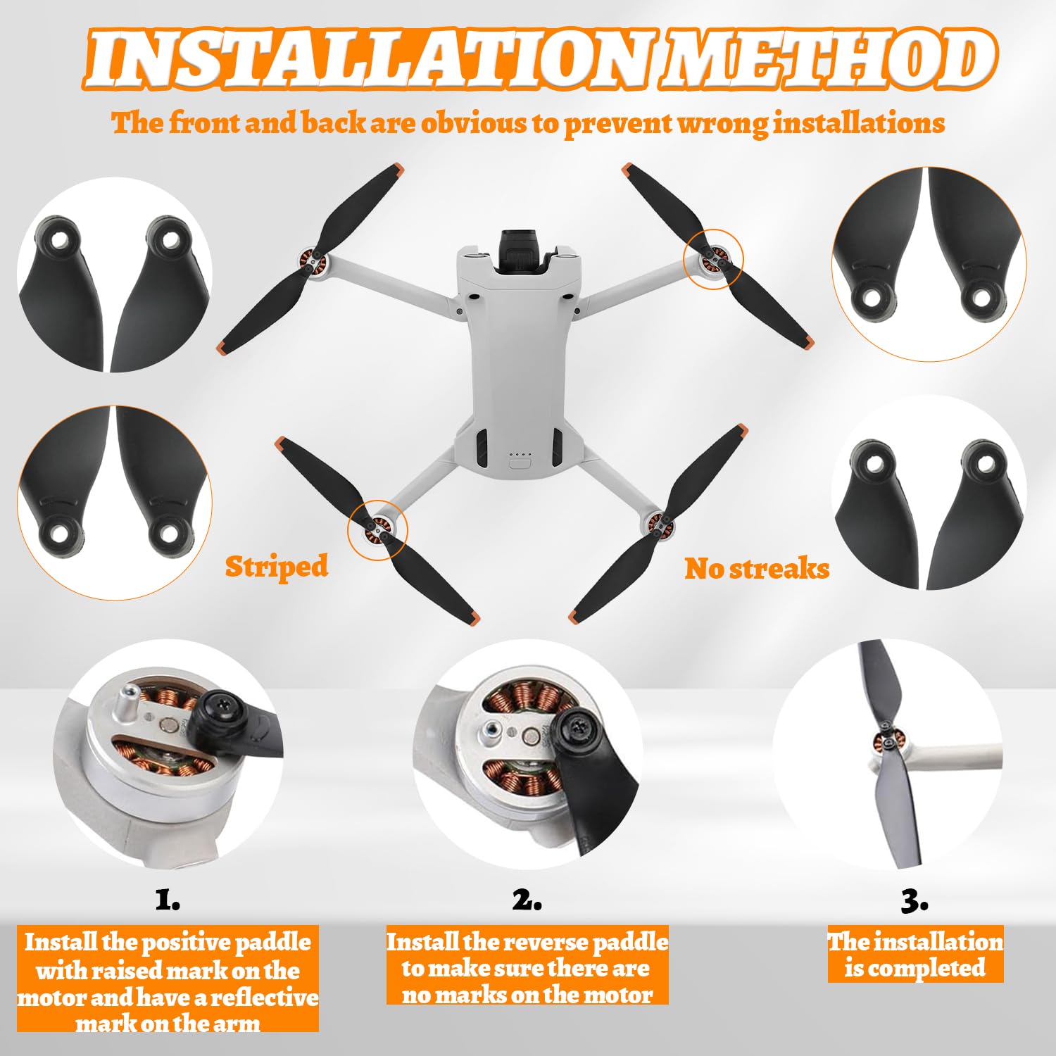 16Pcs Hélices de Rechange pour Drone DJI Mini 3 Pro, Mini 4 Pro, Faible Bruit & Stable Drone Accessoires Hélices Remplacement avec 2 Tournevis et 24 Vis